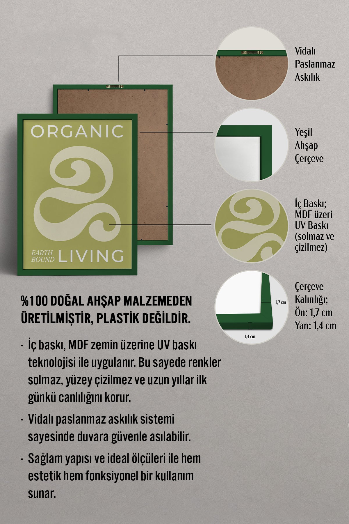 HOMEPACK Ahşap Çerçeveli Tablo Çerçeveli Poster Sanatsal Modern Duvar Dekoru BEK-8446