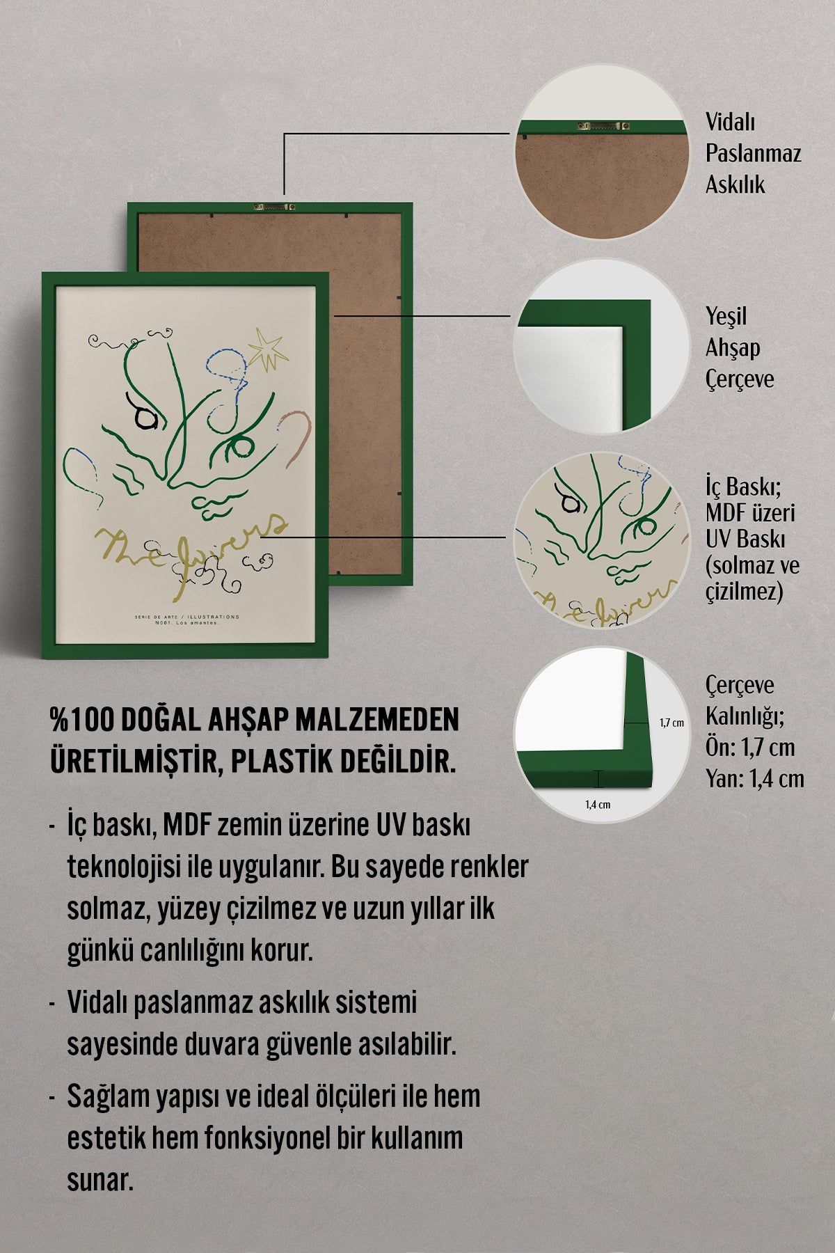 HOMEPACK Ahşap Çerçeveli Tablo Çerçeveli Poster Sanatsal Modern Duvar Dekoru BEK-8447