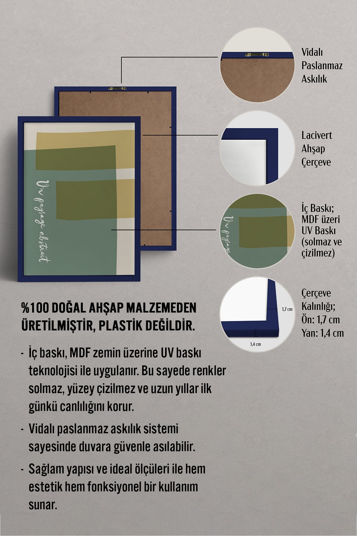 HOMEPACK Ahşap Çerçeveli Tablo Çerçeveli Poster Sanatsal Modern Duvar Dekoru BEK-8448