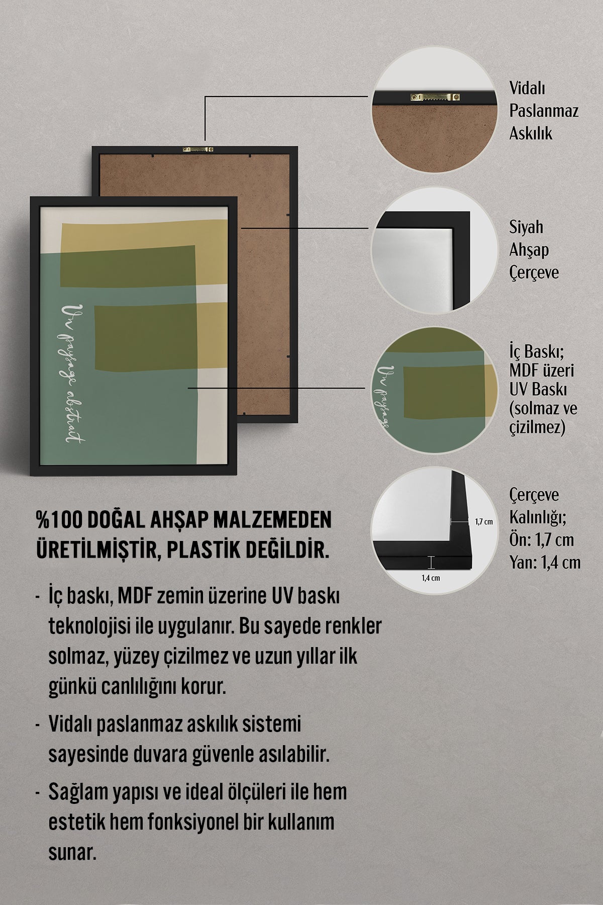 HOMEPACK Ahşap Çerçeveli Tablo Çerçeveli Poster Sanatsal Modern Duvar Dekoru BEK-8448