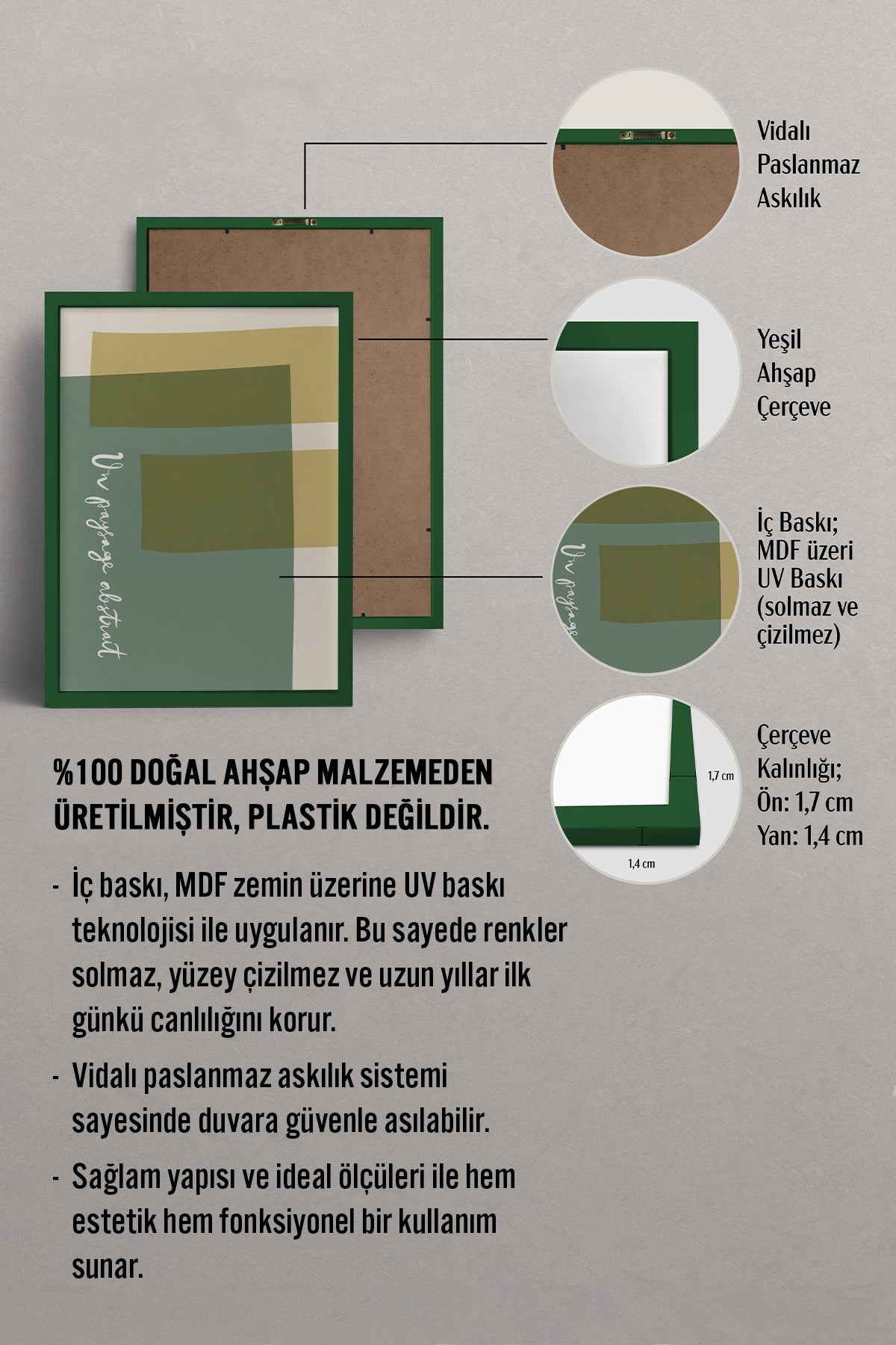 HOMEPACK Ahşap Çerçeveli Tablo Çerçeveli Poster Sanatsal Modern Duvar Dekoru BEK-8448