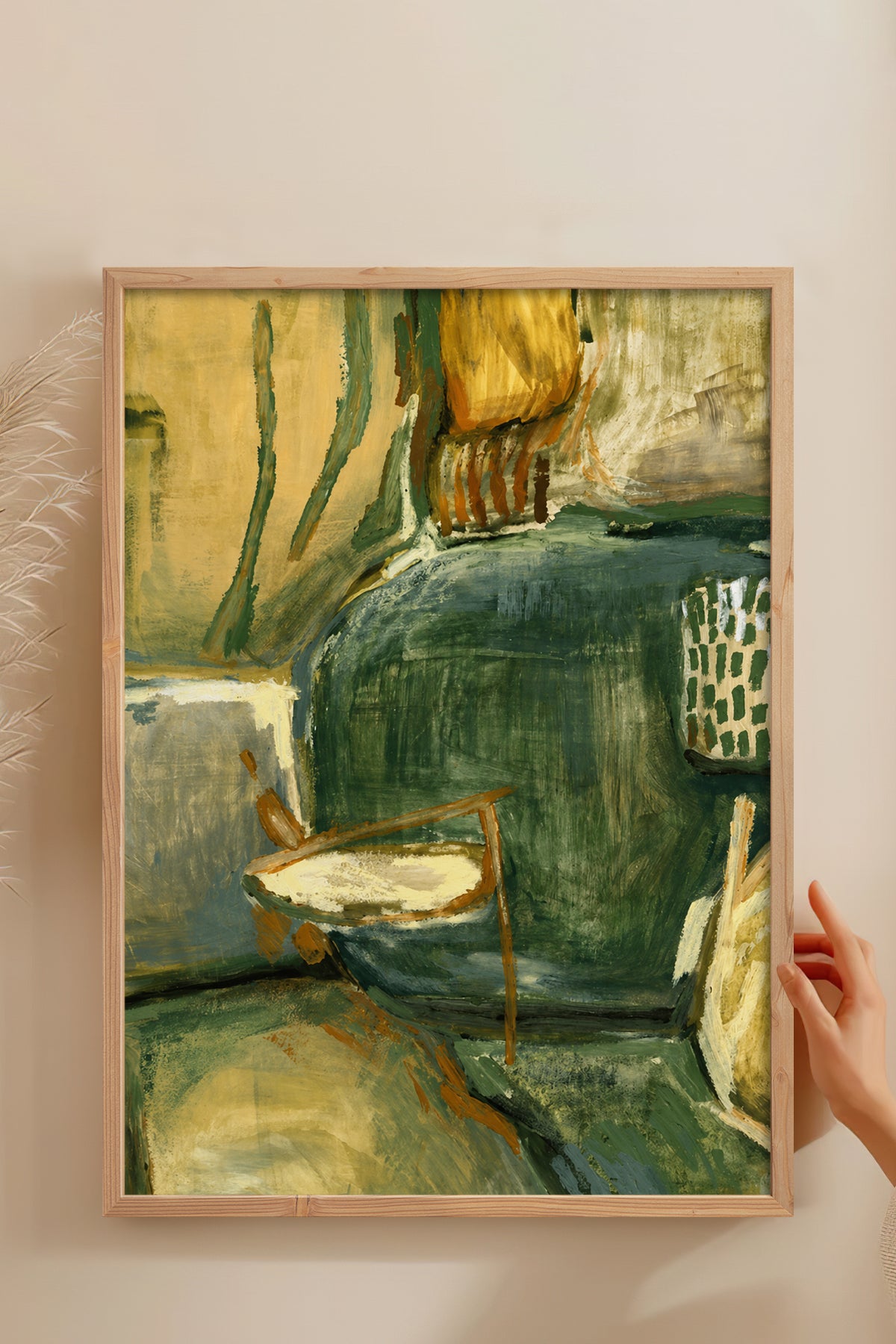 HOMEPACK Ahşap Çerçeveli Tablo Çerçeveli Poster Sanatsal Modern Duvar Dekoru BEK-8449