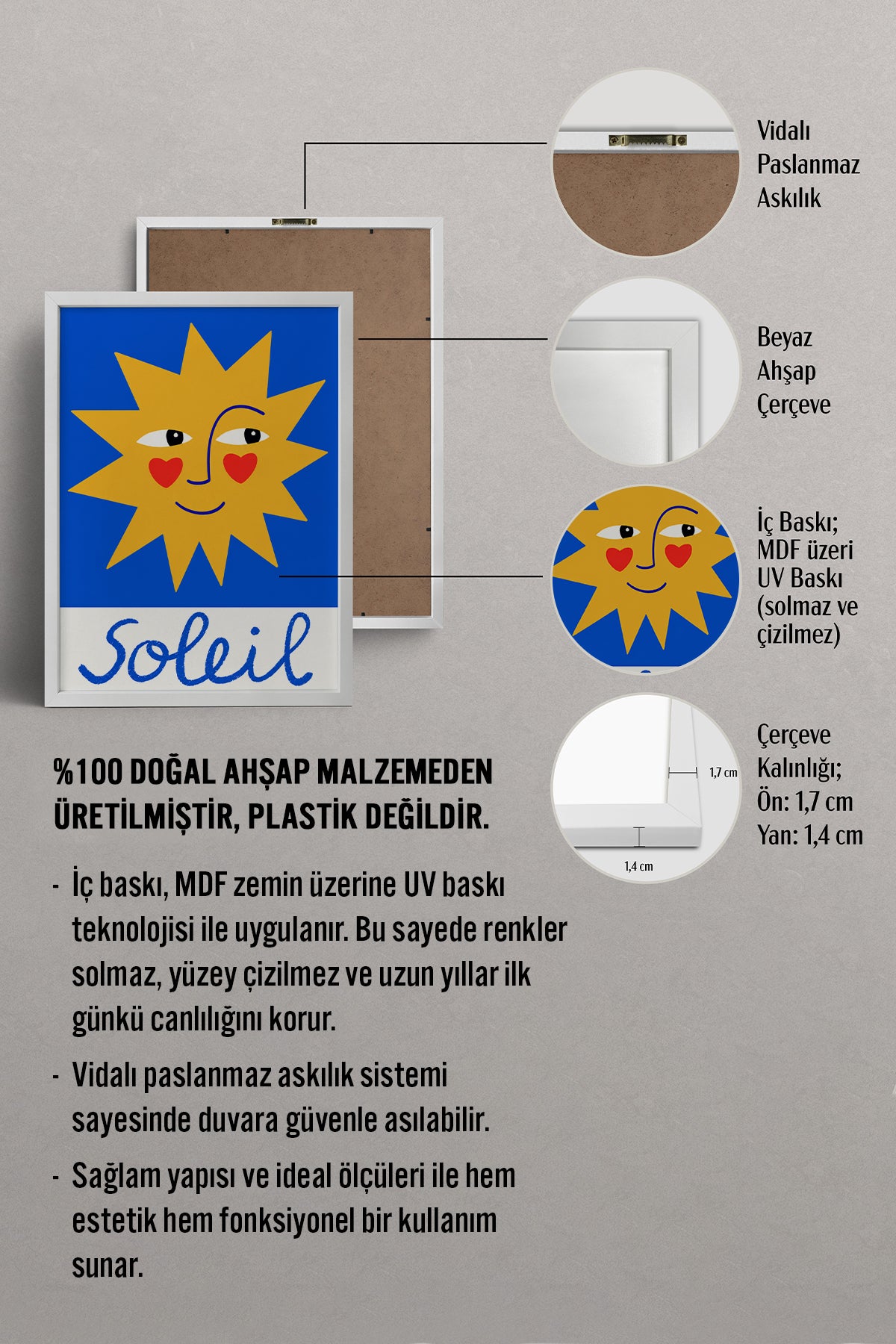 HOMEPACK Ahşap Çerçeveli Tablo Çerçeveli Poster Sanatsal Modern Duvar Dekoru BEK-8450