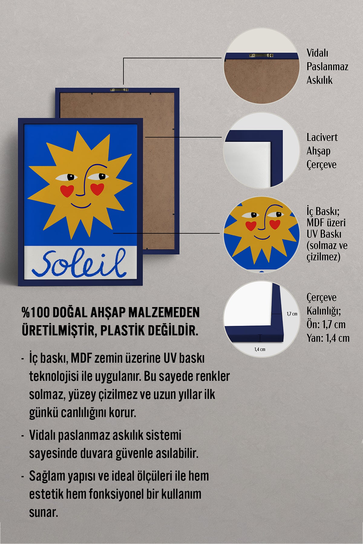 HOMEPACK Ahşap Çerçeveli Tablo Çerçeveli Poster Sanatsal Modern Duvar Dekoru BEK-8450