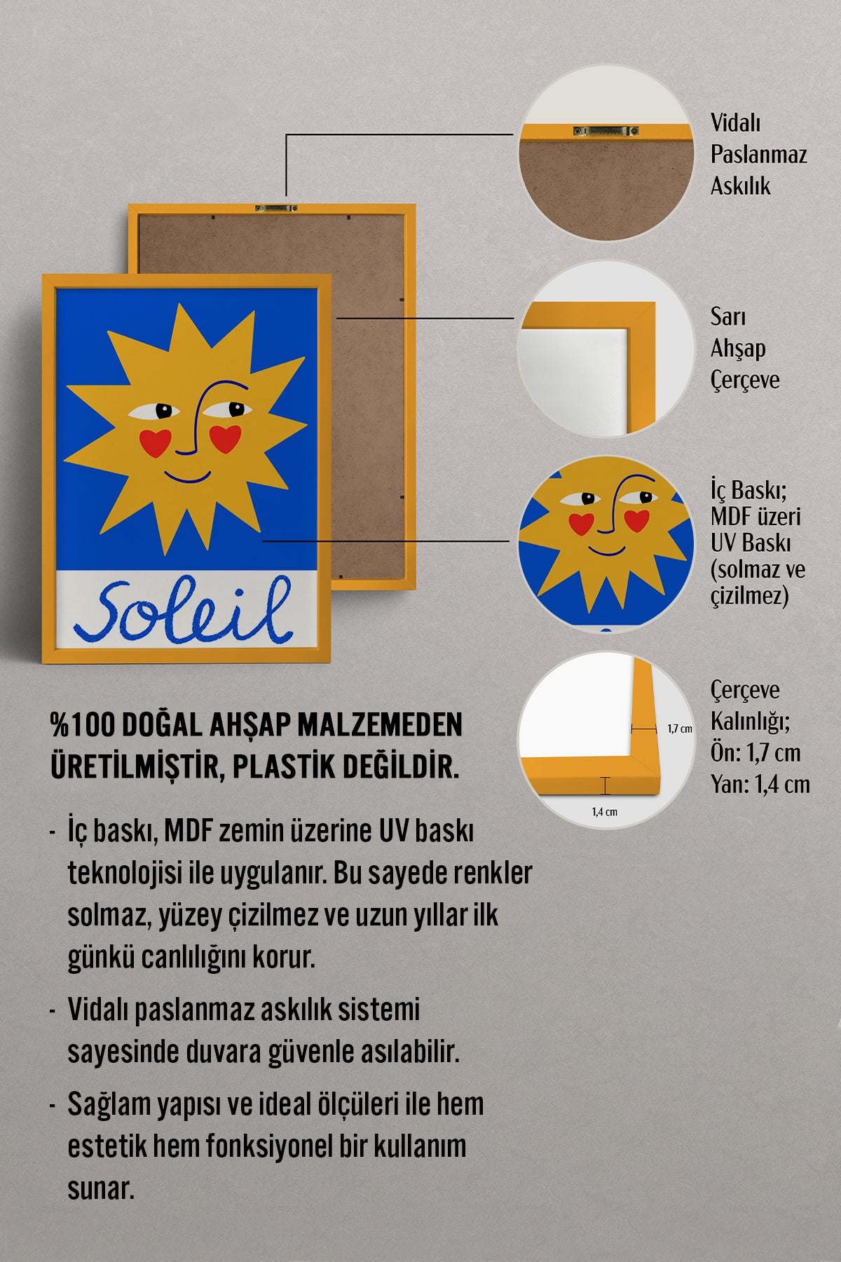 HOMEPACK Ahşap Çerçeveli Tablo Çerçeveli Poster Sanatsal Modern Duvar Dekoru BEK-8450