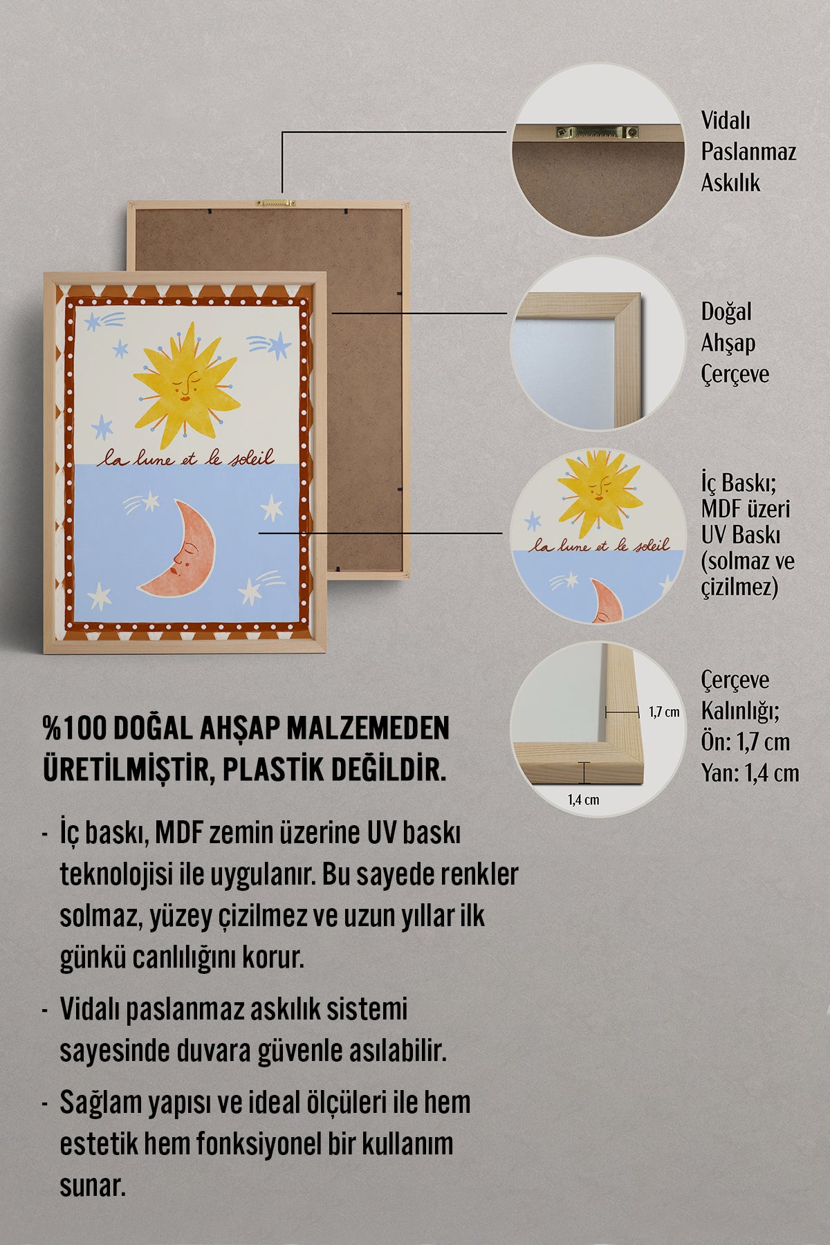 HOMEPACK Ahşap Çerçeveli Tablo Çerçeveli Poster Sanatsal Modern Duvar Dekoru BEK-8451