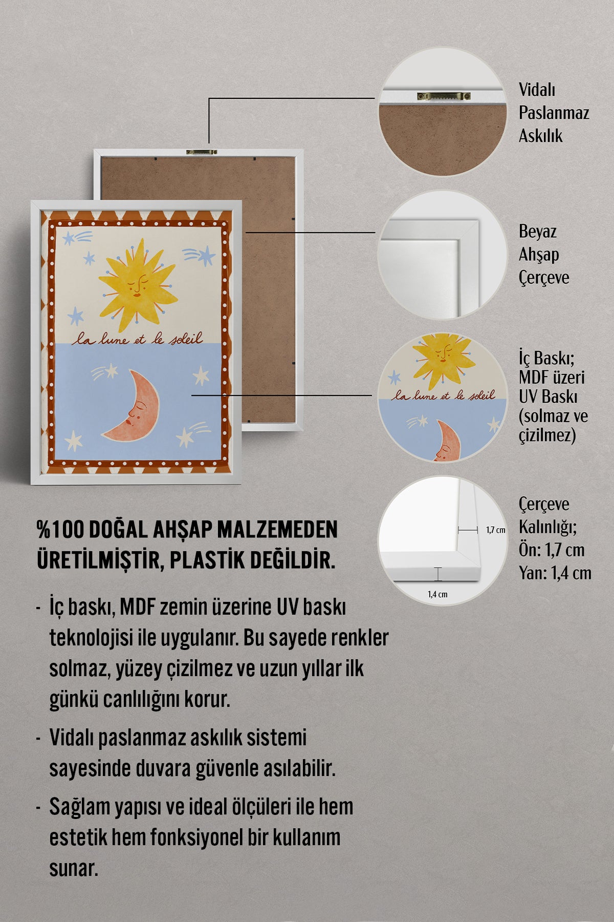 HOMEPACK Ahşap Çerçeveli Tablo Çerçeveli Poster Sanatsal Modern Duvar Dekoru BEK-8451