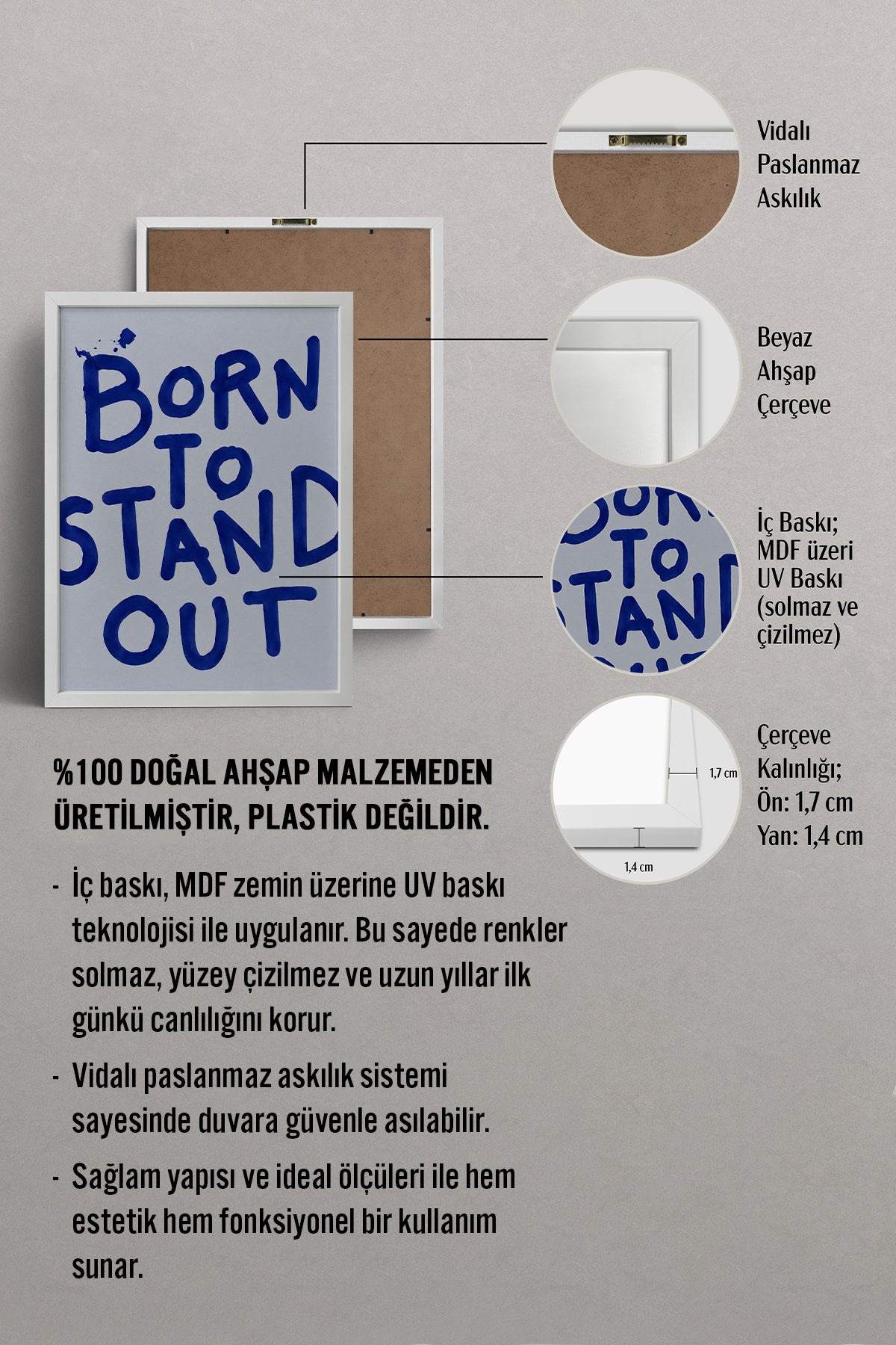 HOMEPACK Ahşap Çerçeveli Tablo Çerçeveli Poster Sanatsal Modern Duvar Dekoru BEK-8452