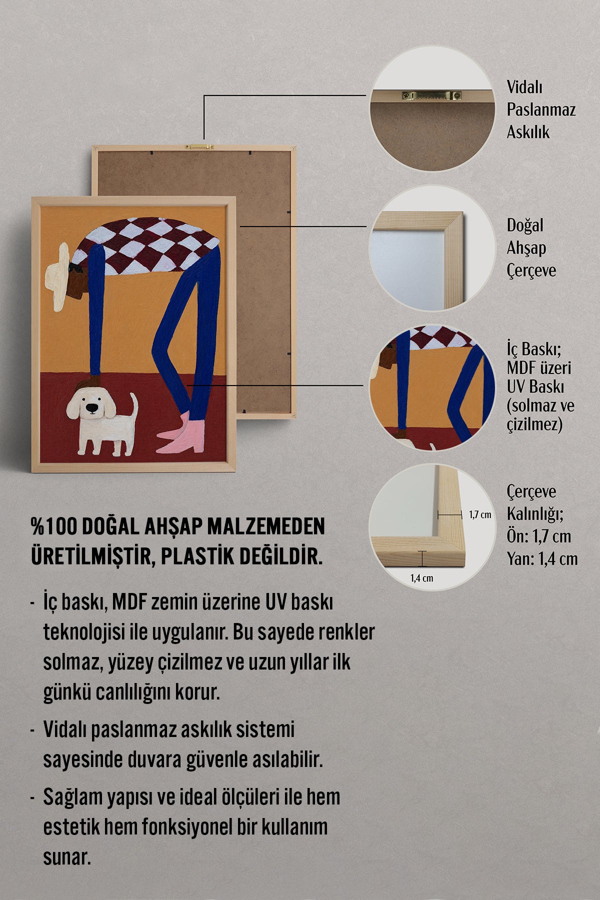 HOMEPACK Ahşap Çerçeveli Tablo Çerçeveli Poster Sanatsal Modern Duvar Dekoru BEK-8453