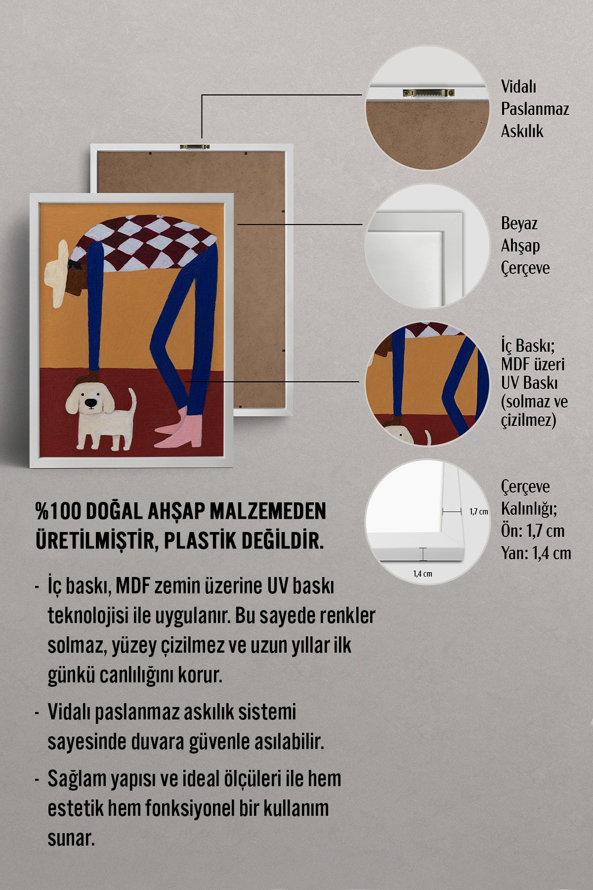 HOMEPACK Ahşap Çerçeveli Tablo Çerçeveli Poster Sanatsal Modern Duvar Dekoru BEK-8453