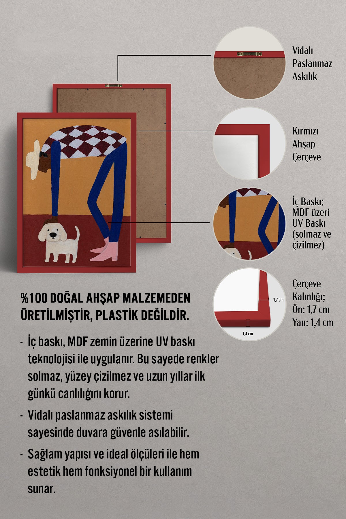 HOMEPACK Ahşap Çerçeveli Tablo Çerçeveli Poster Sanatsal Modern Duvar Dekoru BEK-8453