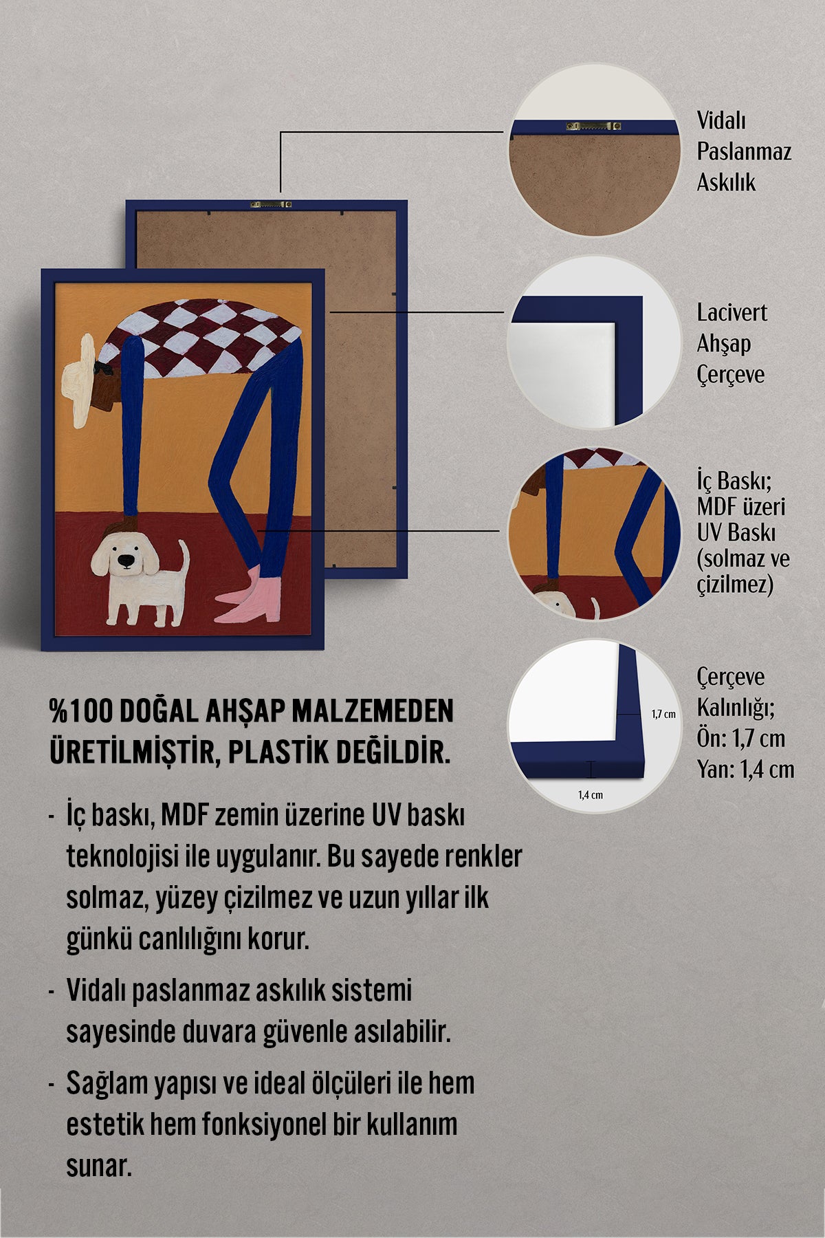 HOMEPACK Ahşap Çerçeveli Tablo Çerçeveli Poster Sanatsal Modern Duvar Dekoru BEK-8453