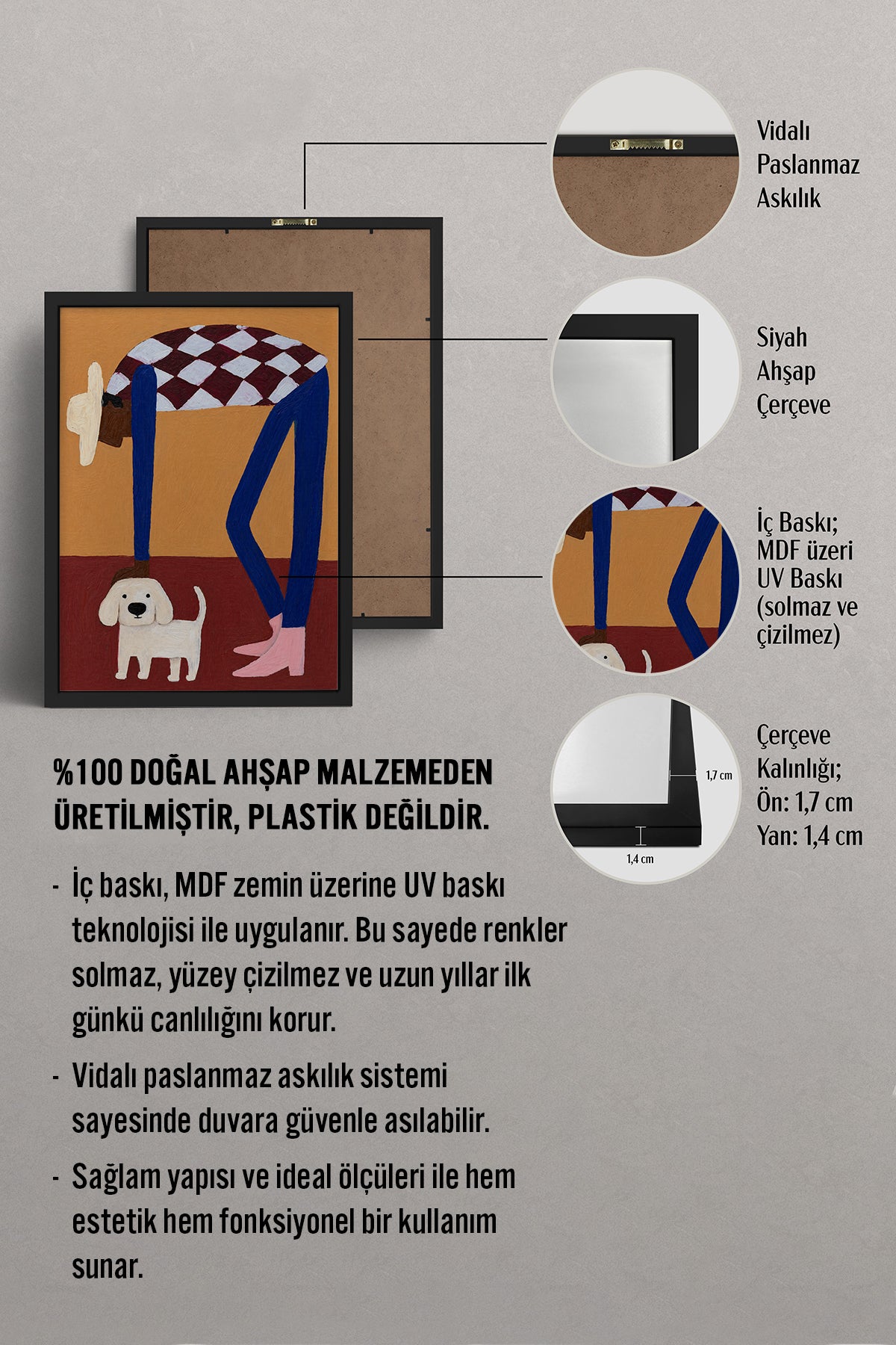 HOMEPACK Ahşap Çerçeveli Tablo Çerçeveli Poster Sanatsal Modern Duvar Dekoru BEK-8453