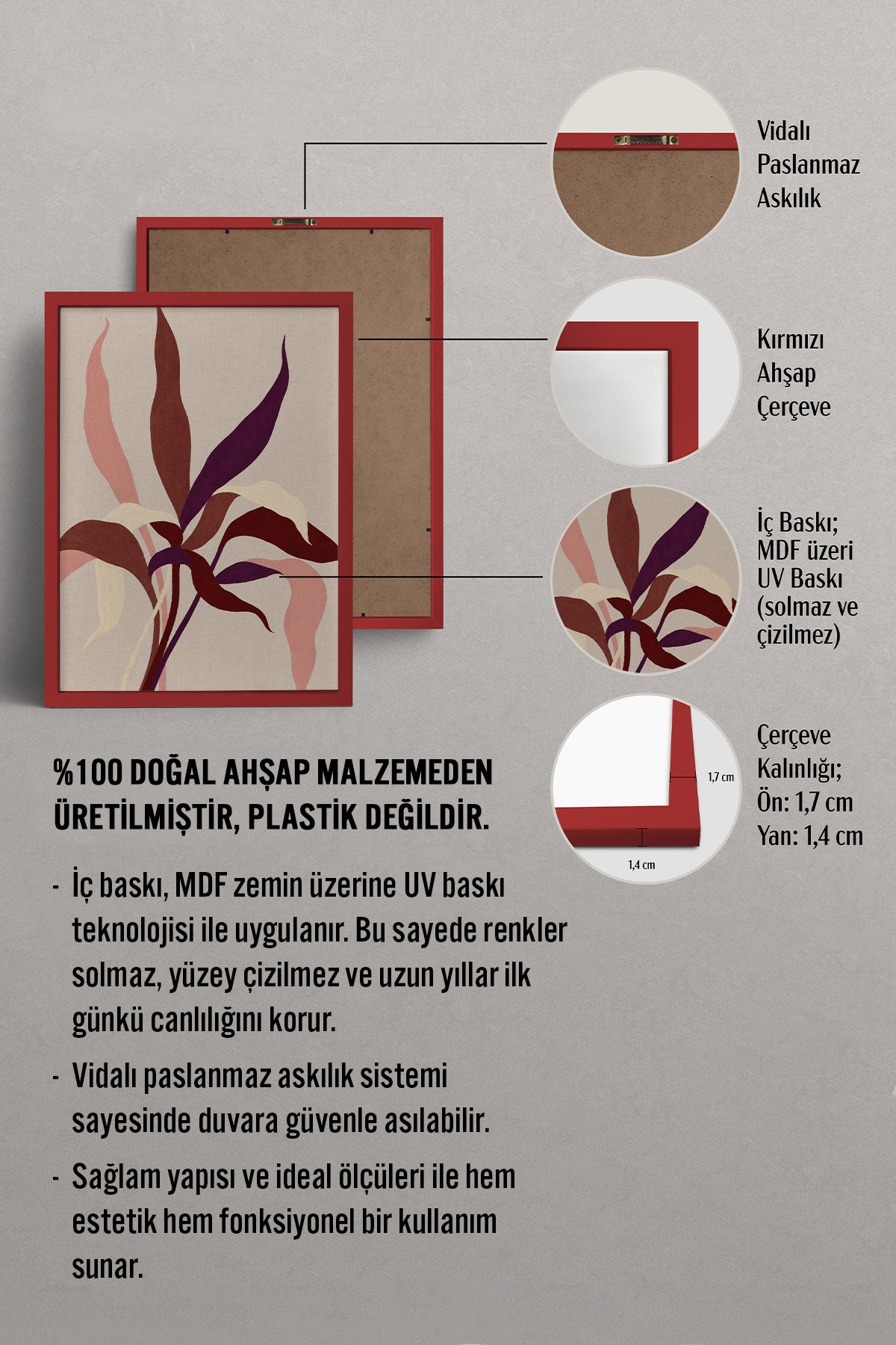 HOMEPACK Ahşap Çerçeveli Tablo Çerçeveli Poster Sanatsal Modern Duvar Dekoru BEK-8454