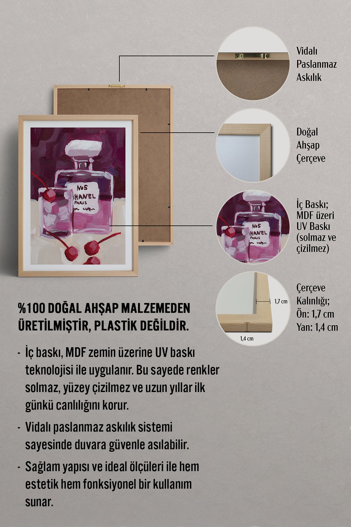 HOMEPACK Ahşap Çerçeveli Tablo Çerçeveli Poster Sanatsal Modern Duvar Dekoru BEK-8456