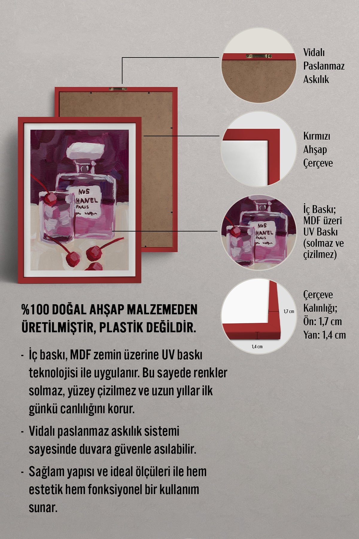 HOMEPACK Ahşap Çerçeveli Tablo Çerçeveli Poster Sanatsal Modern Duvar Dekoru BEK-8456