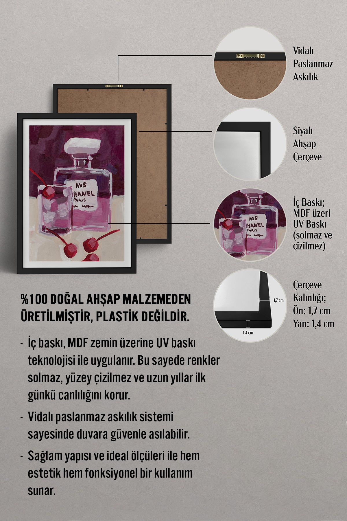 HOMEPACK Ahşap Çerçeveli Tablo Çerçeveli Poster Sanatsal Modern Duvar Dekoru BEK-8456