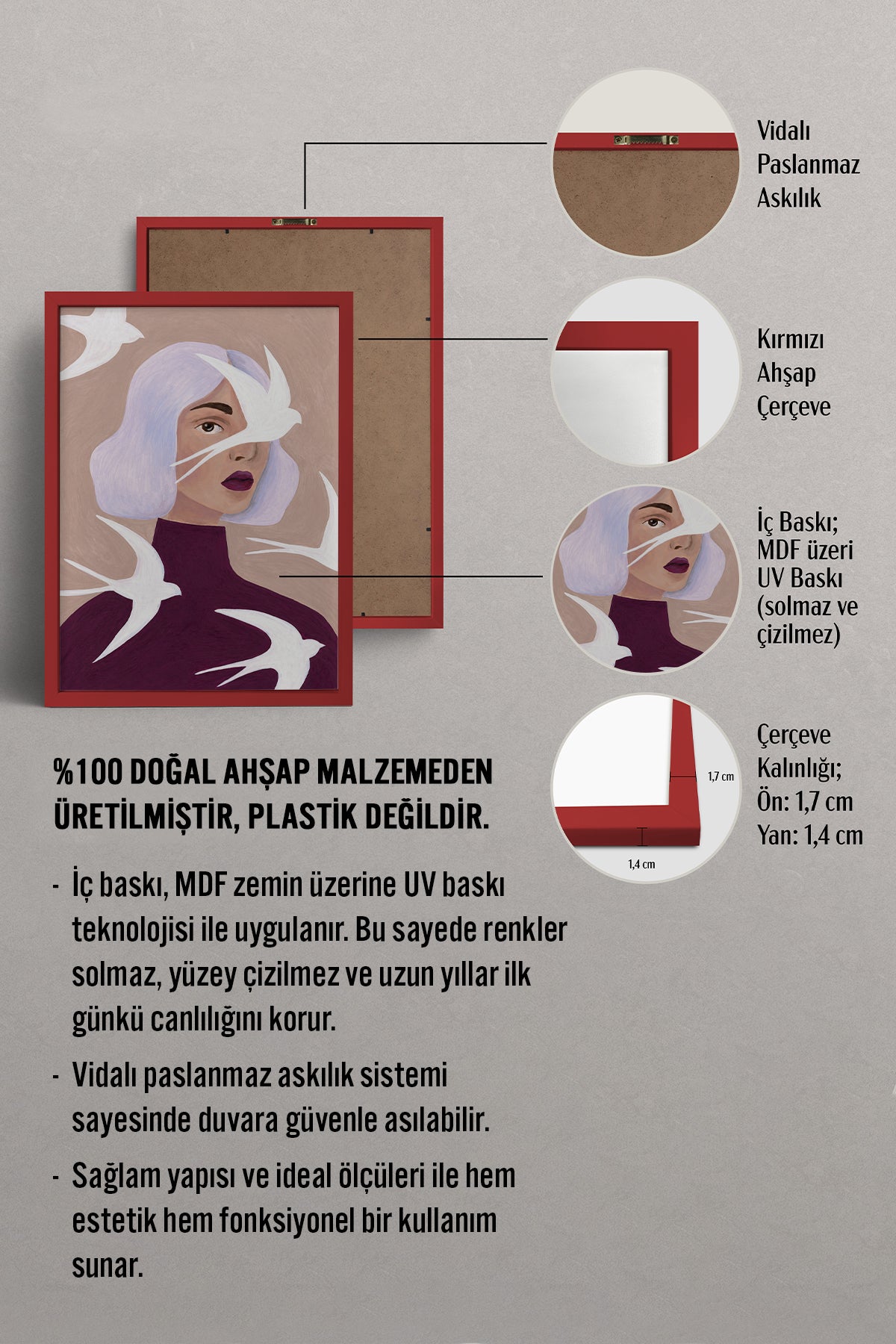 HOMEPACK Ahşap Çerçeveli Tablo Çerçeveli Poster Sanatsal Modern Duvar Dekoru BEK-8457