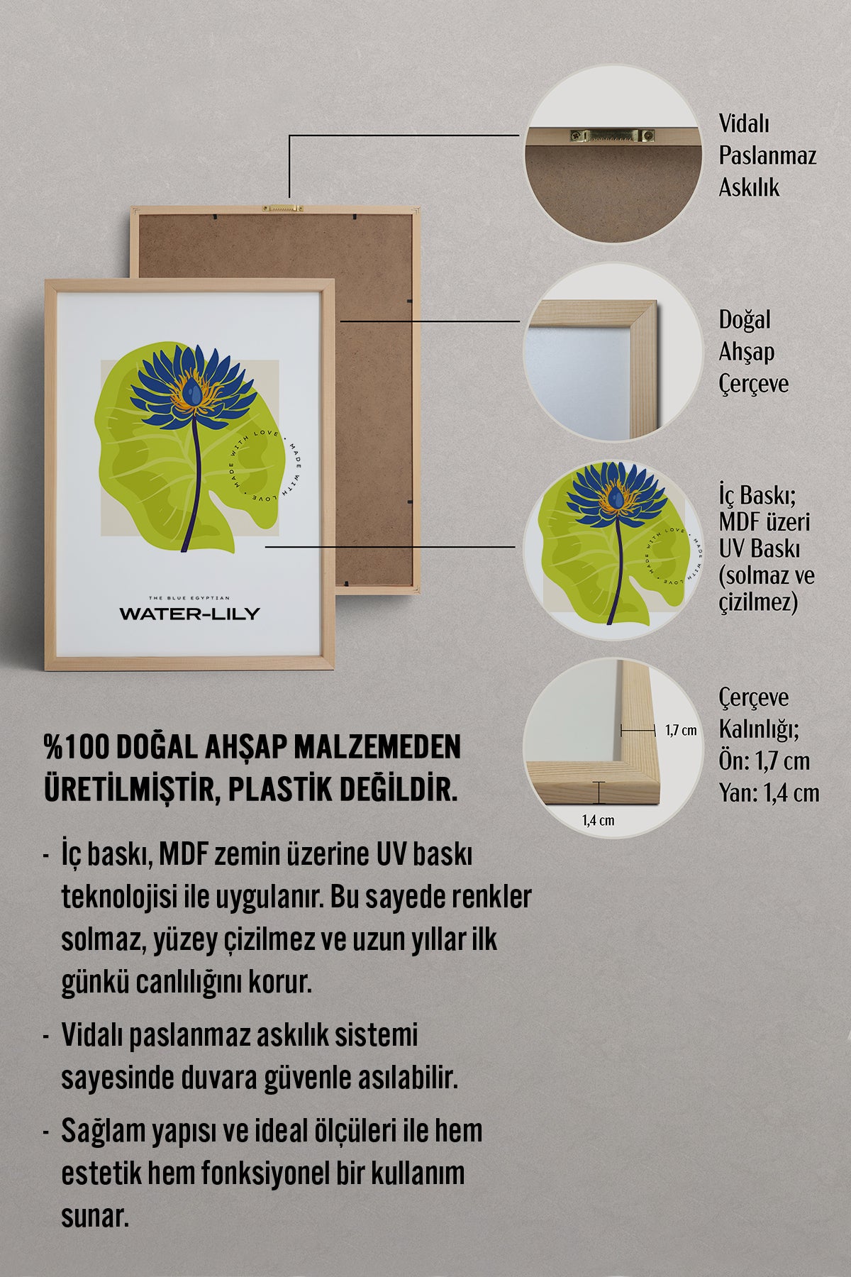 HOMEPACK Ahşap Çerçeveli Tablo Çerçeveli Poster Sanatsal Modern Duvar Dekoru BLOSSOM-12