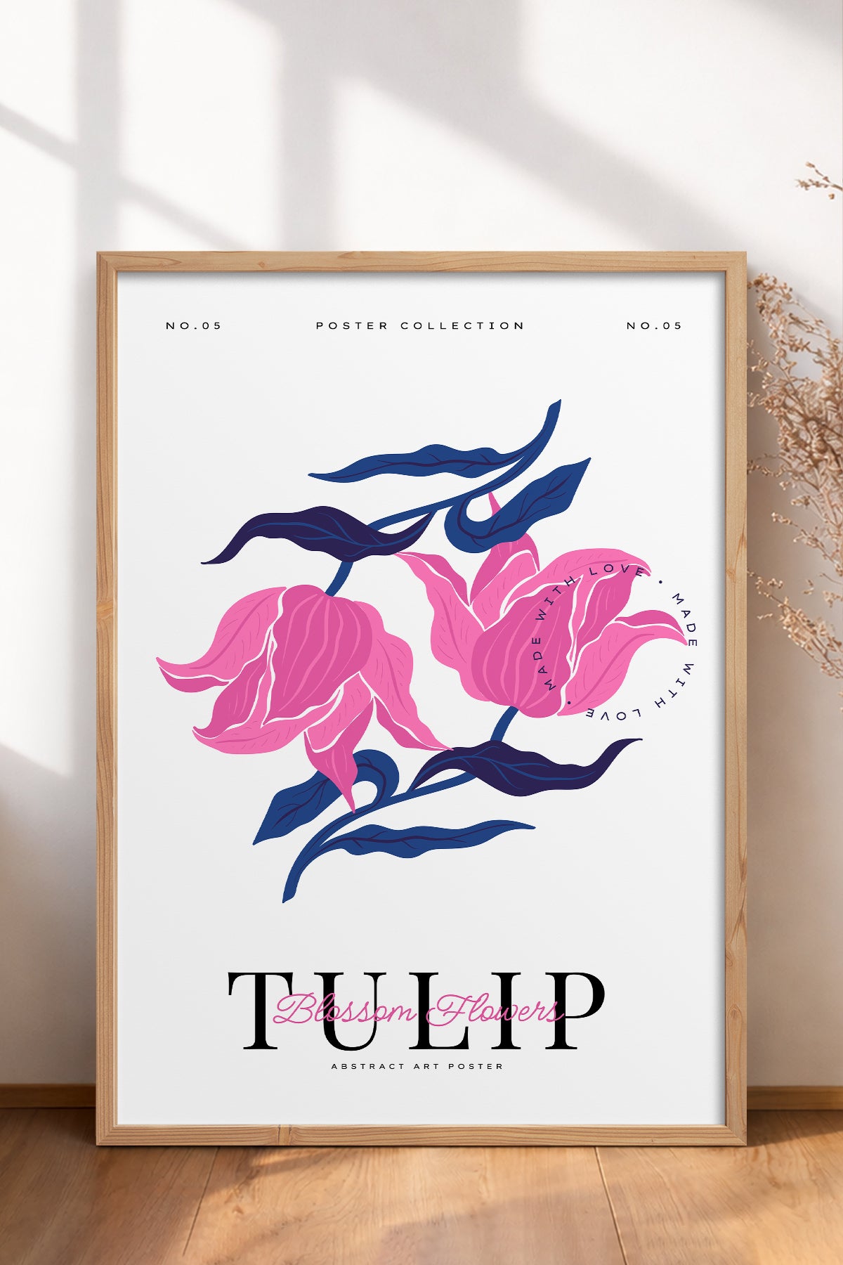 HOMEPACK Ahşap Çerçeveli Tablo Çerçeveli Poster Sanatsal Modern Duvar Dekoru BLOSSOM-18