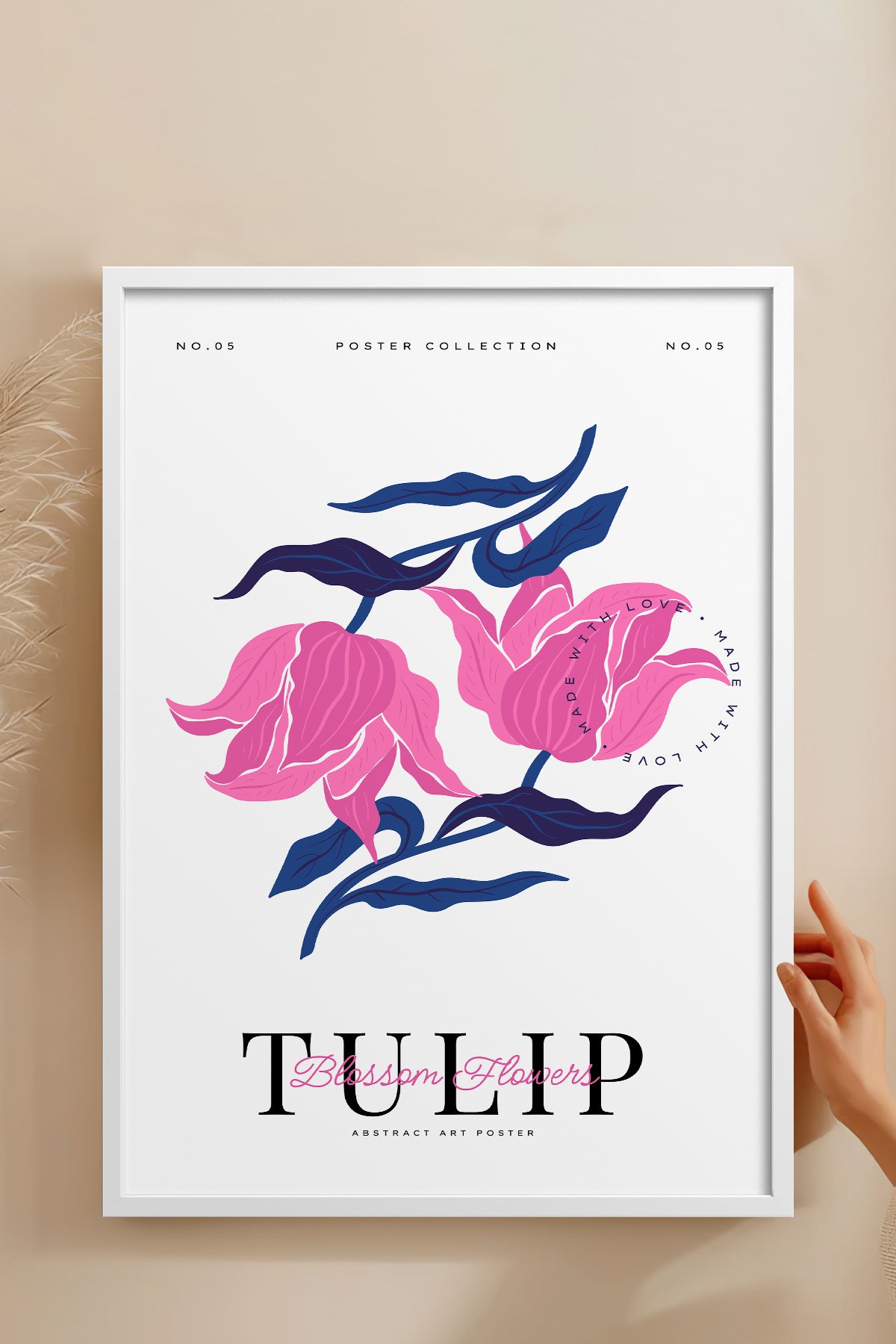 HOMEPACK Ahşap Çerçeveli Tablo Çerçeveli Poster Sanatsal Modern Duvar Dekoru BLOSSOM-18