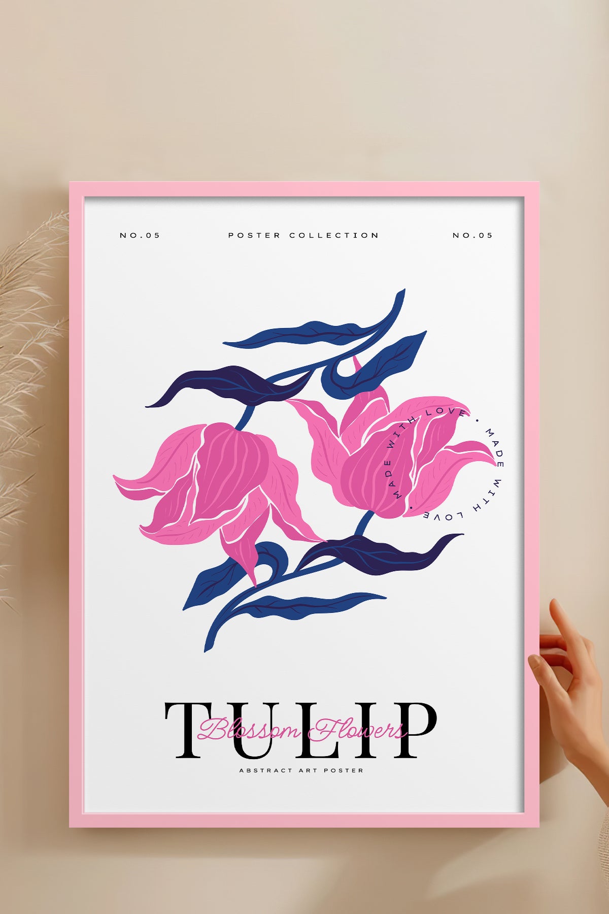 HOMEPACK Ahşap Çerçeveli Tablo Çerçeveli Poster Sanatsal Modern Duvar Dekoru BLOSSOM-18