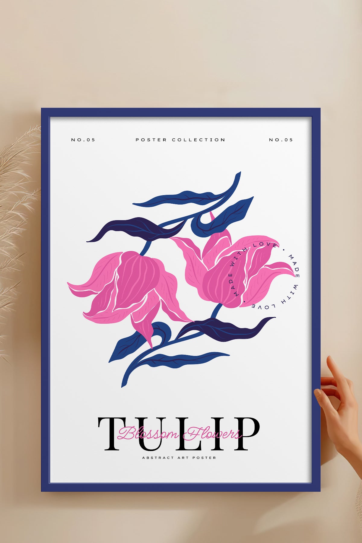 HOMEPACK Ahşap Çerçeveli Tablo Çerçeveli Poster Sanatsal Modern Duvar Dekoru BLOSSOM-18