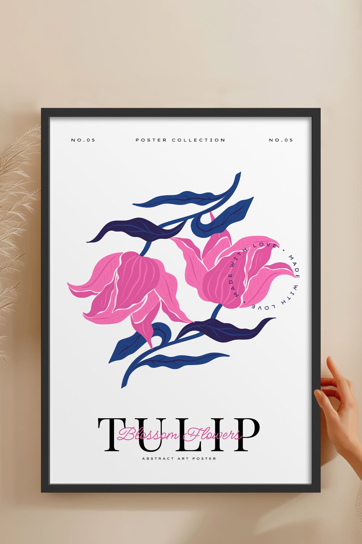 HOMEPACK Ahşap Çerçeveli Tablo Çerçeveli Poster Sanatsal Modern Duvar Dekoru BLOSSOM-18