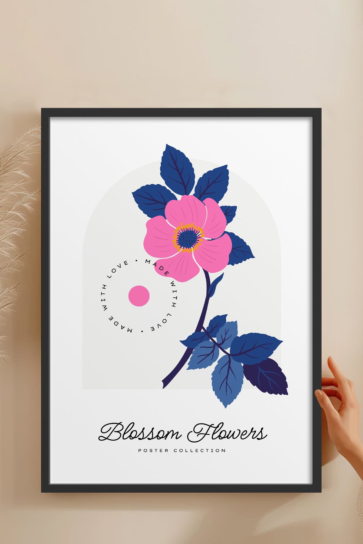 HOMEPACK Ahşap Çerçeveli Tablo Çerçeveli Poster Sanatsal Modern Duvar Dekoru BLOSSOM-19