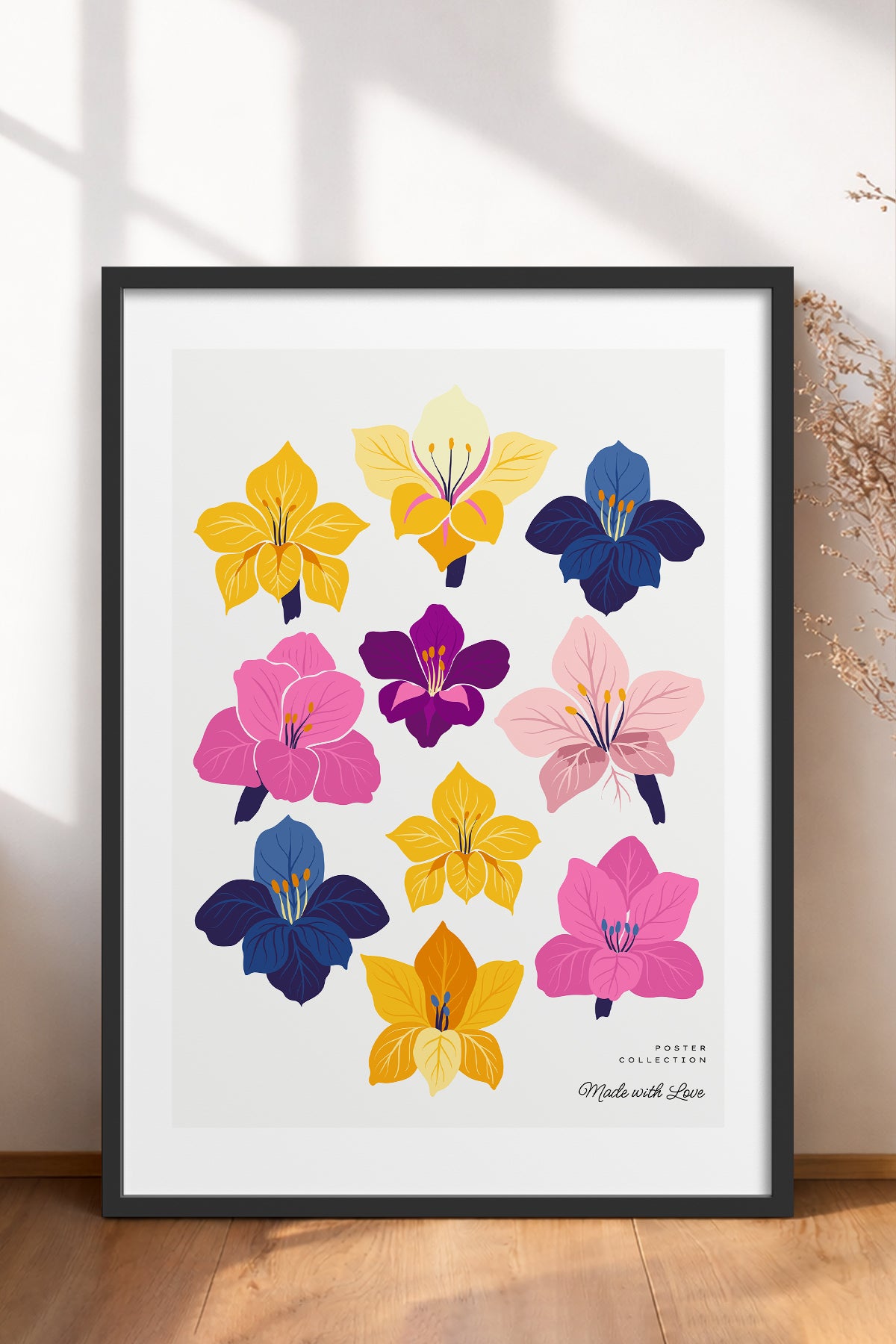 HOMEPACK Ahşap Çerçeveli Tablo Çerçeveli Poster Sanatsal Modern Duvar Dekoru BLOSSOM-21