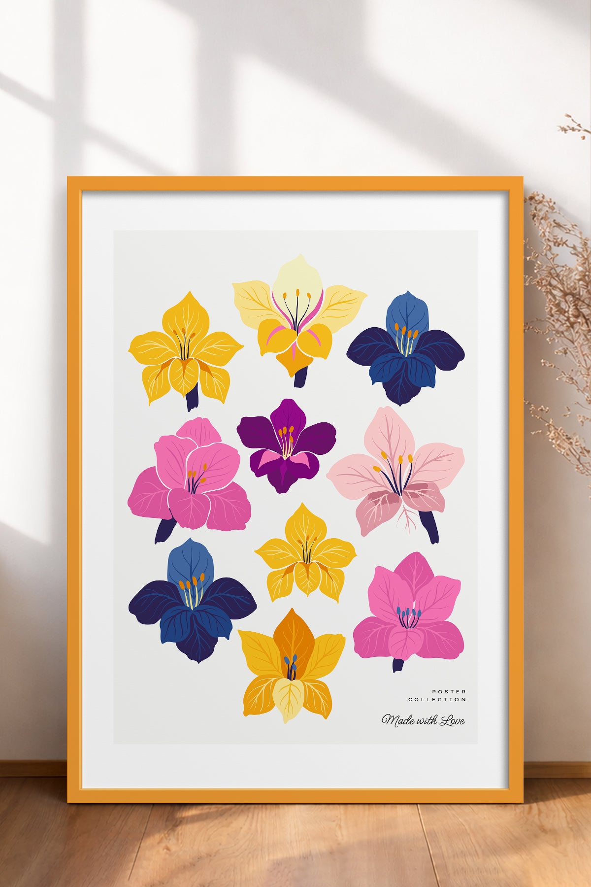 HOMEPACK Ahşap Çerçeveli Tablo Çerçeveli Poster Sanatsal Modern Duvar Dekoru BLOSSOM-21