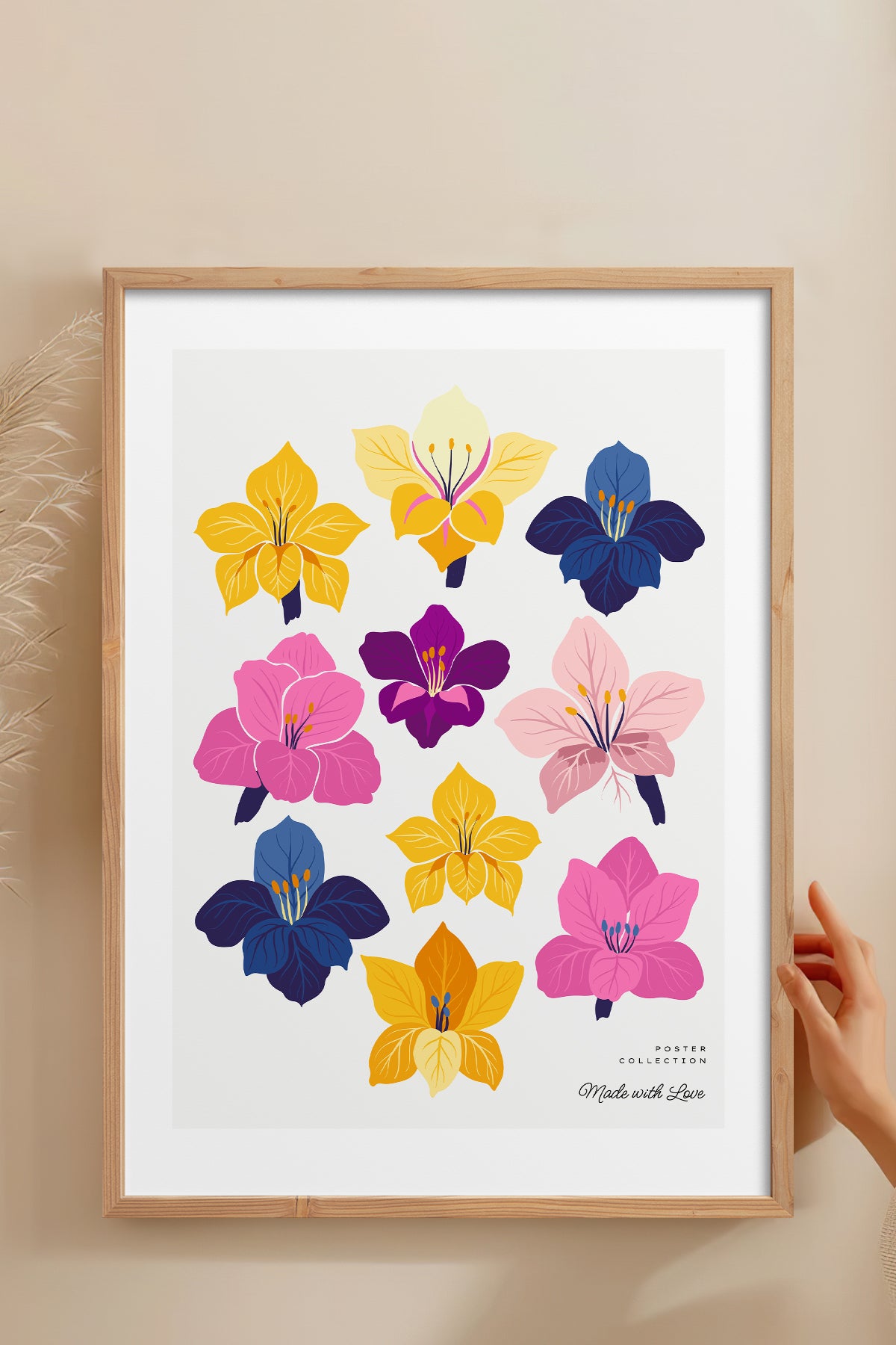 HOMEPACK Ahşap Çerçeveli Tablo Çerçeveli Poster Sanatsal Modern Duvar Dekoru BLOSSOM-21