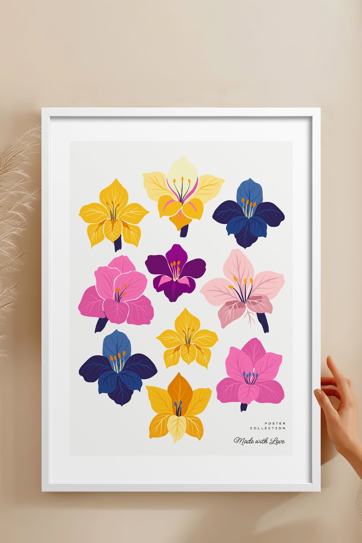 HOMEPACK Ahşap Çerçeveli Tablo Çerçeveli Poster Sanatsal Modern Duvar Dekoru BLOSSOM-21