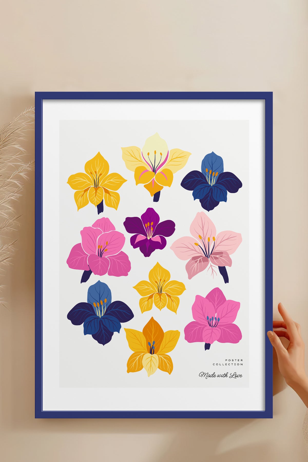 HOMEPACK Ahşap Çerçeveli Tablo Çerçeveli Poster Sanatsal Modern Duvar Dekoru BLOSSOM-21