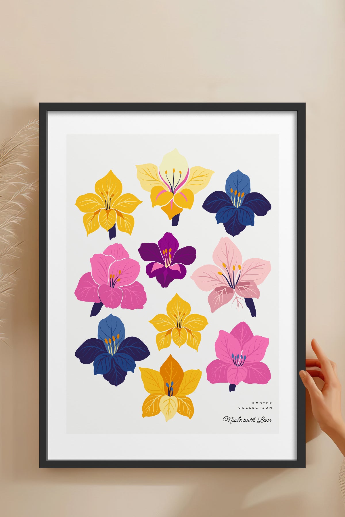 HOMEPACK Ahşap Çerçeveli Tablo Çerçeveli Poster Sanatsal Modern Duvar Dekoru BLOSSOM-21