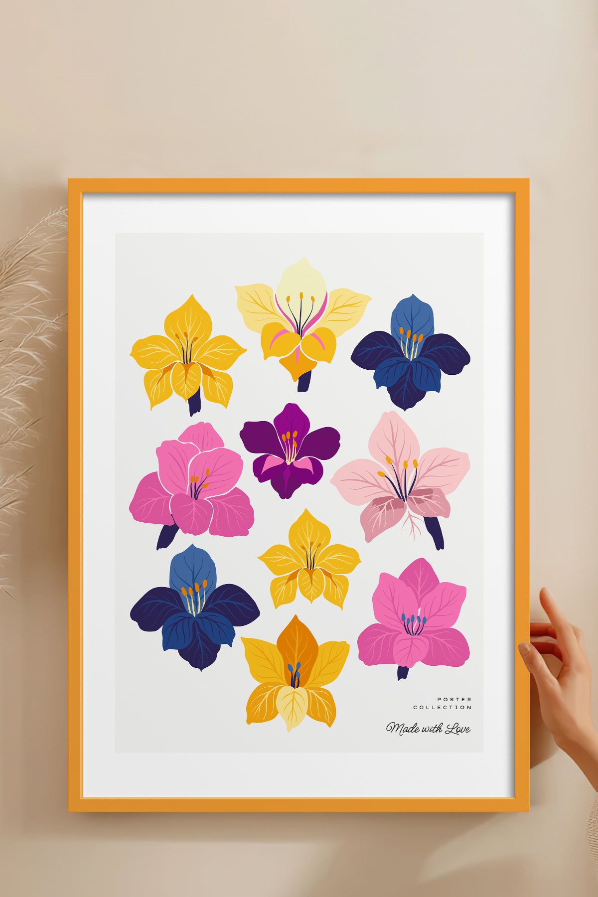 HOMEPACK Ahşap Çerçeveli Tablo Çerçeveli Poster Sanatsal Modern Duvar Dekoru BLOSSOM-21
