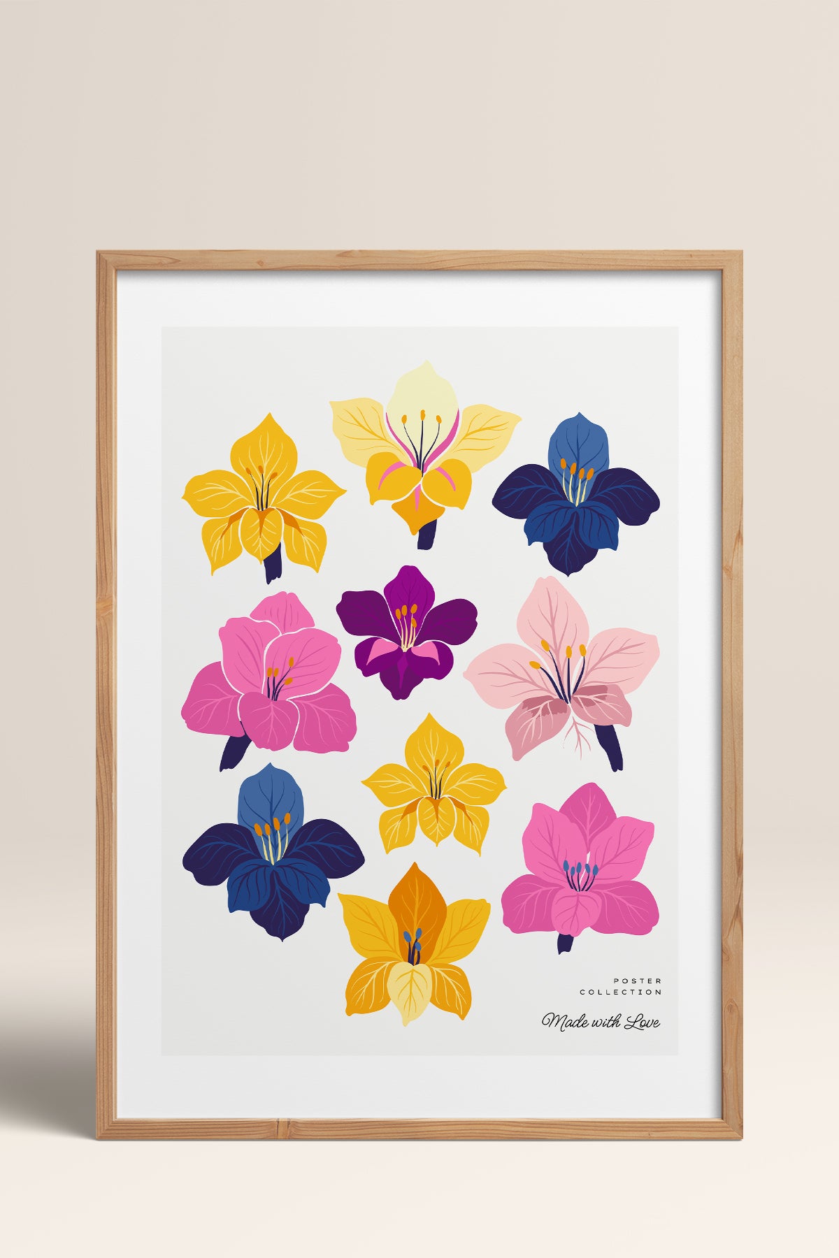 HOMEPACK Ahşap Çerçeveli Tablo Çerçeveli Poster Sanatsal Modern Duvar Dekoru BLOSSOM-21