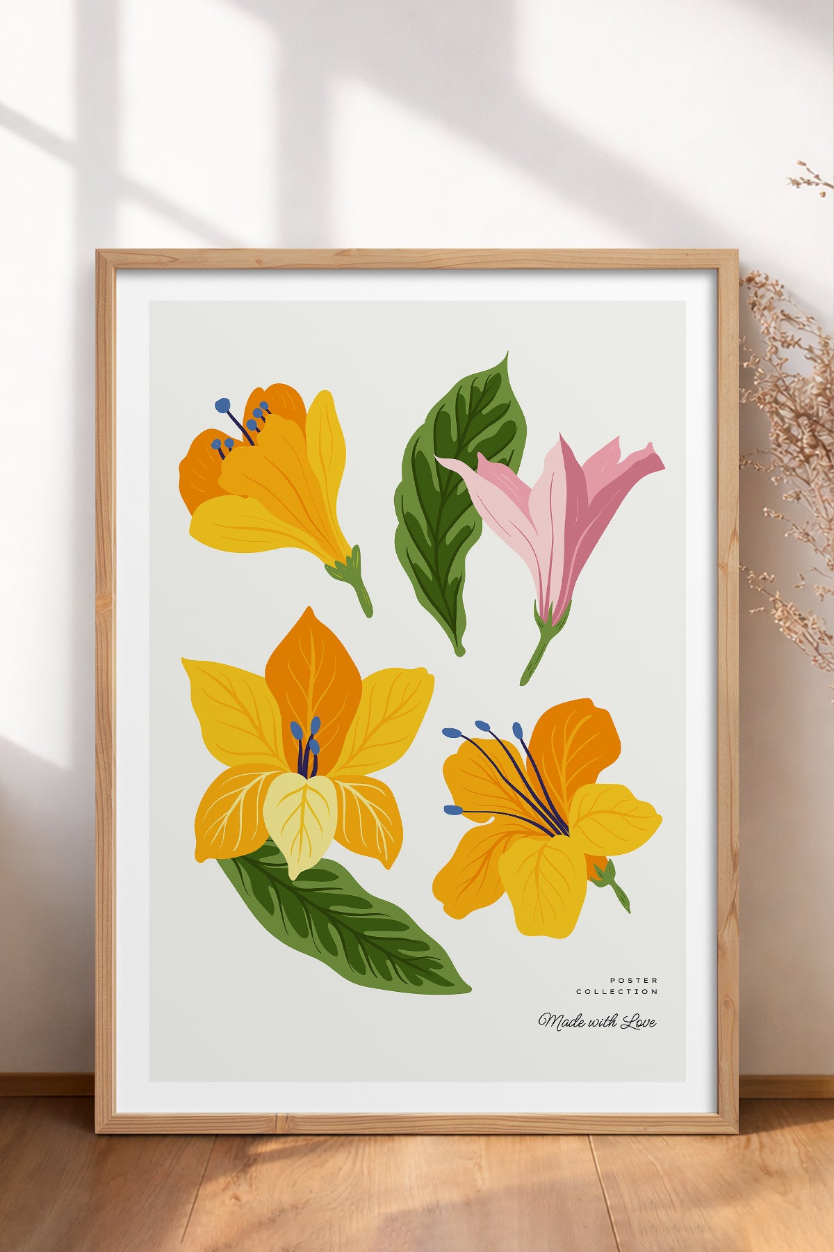 HOMEPACK Ahşap Çerçeveli Tablo Çerçeveli Poster Sanatsal Modern Duvar Dekoru BLOSSOM-22