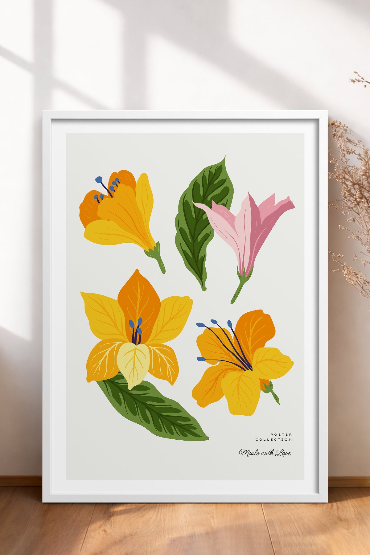 HOMEPACK Ahşap Çerçeveli Tablo Çerçeveli Poster Sanatsal Modern Duvar Dekoru BLOSSOM-22