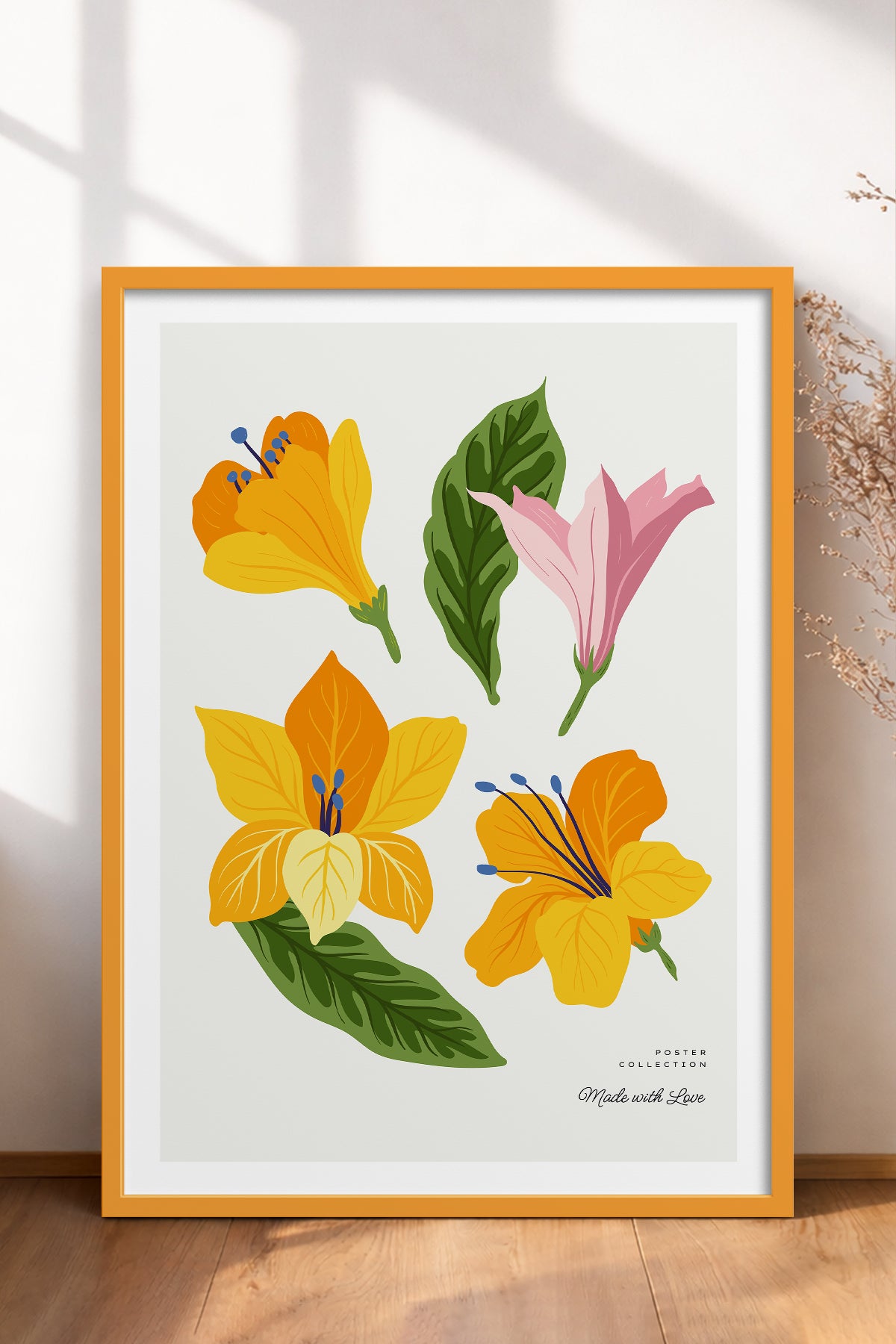 HOMEPACK Ahşap Çerçeveli Tablo Çerçeveli Poster Sanatsal Modern Duvar Dekoru BLOSSOM-22
