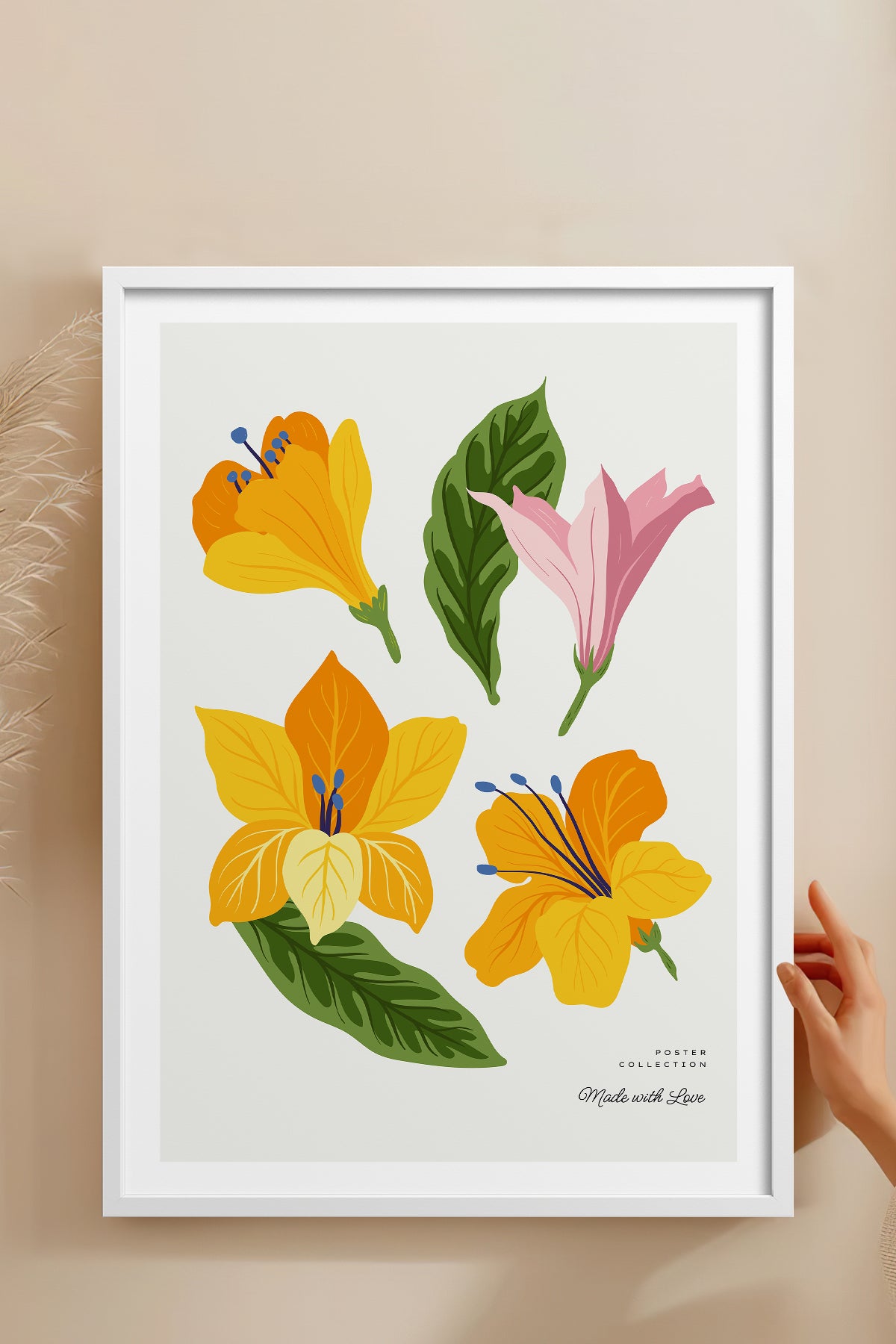 HOMEPACK Ahşap Çerçeveli Tablo Çerçeveli Poster Sanatsal Modern Duvar Dekoru BLOSSOM-22