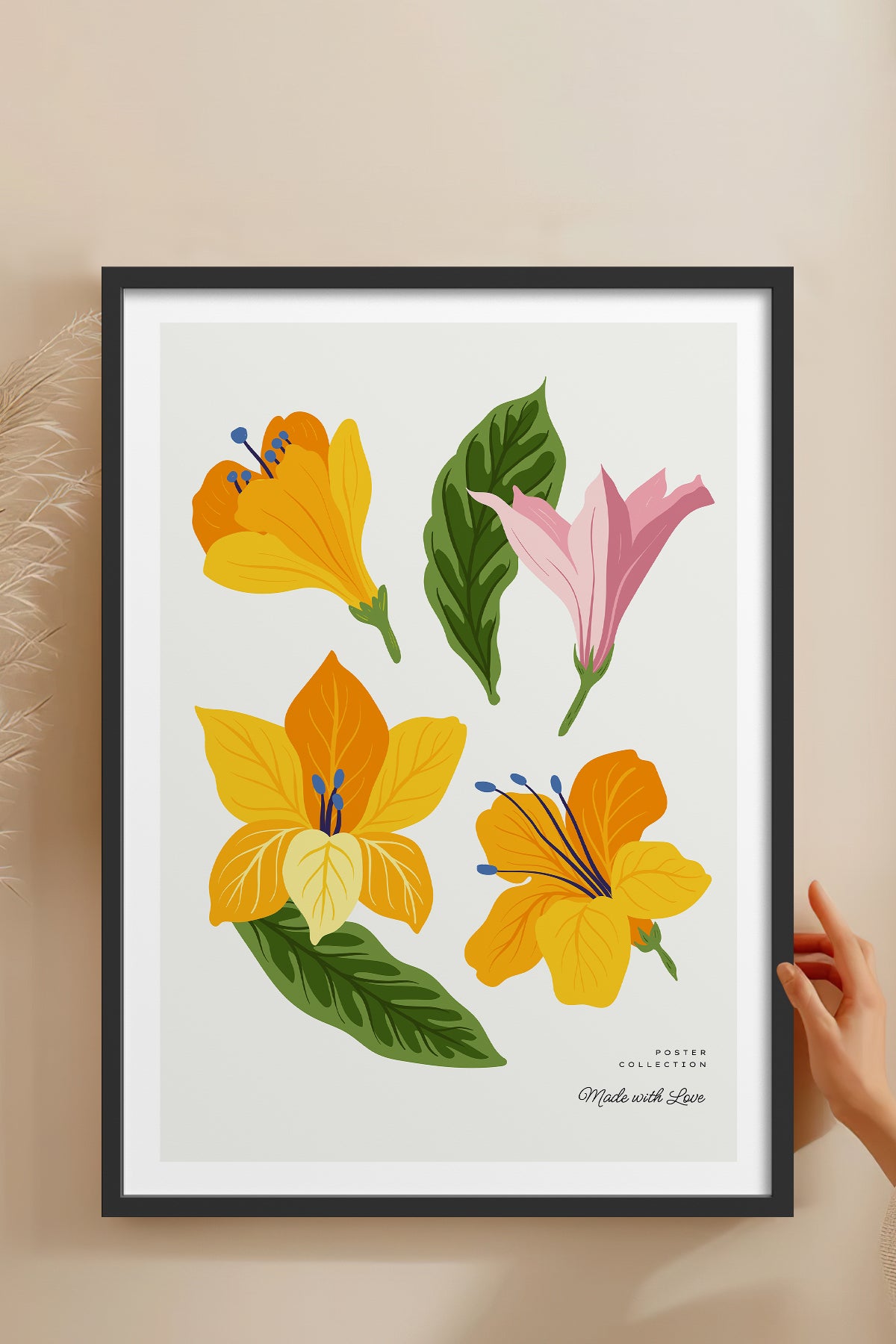 HOMEPACK Ahşap Çerçeveli Tablo Çerçeveli Poster Sanatsal Modern Duvar Dekoru BLOSSOM-22