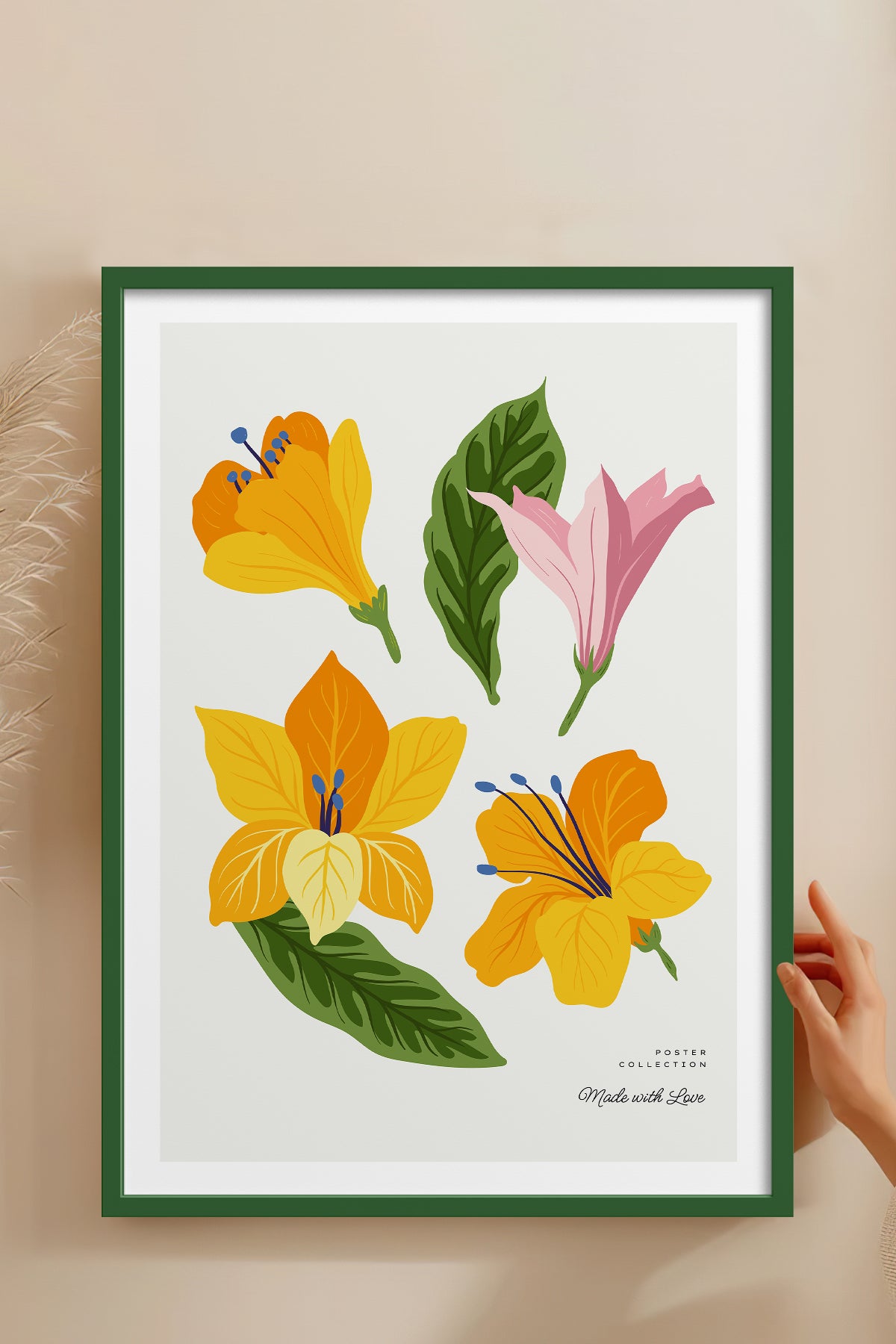 HOMEPACK Ahşap Çerçeveli Tablo Çerçeveli Poster Sanatsal Modern Duvar Dekoru BLOSSOM-22