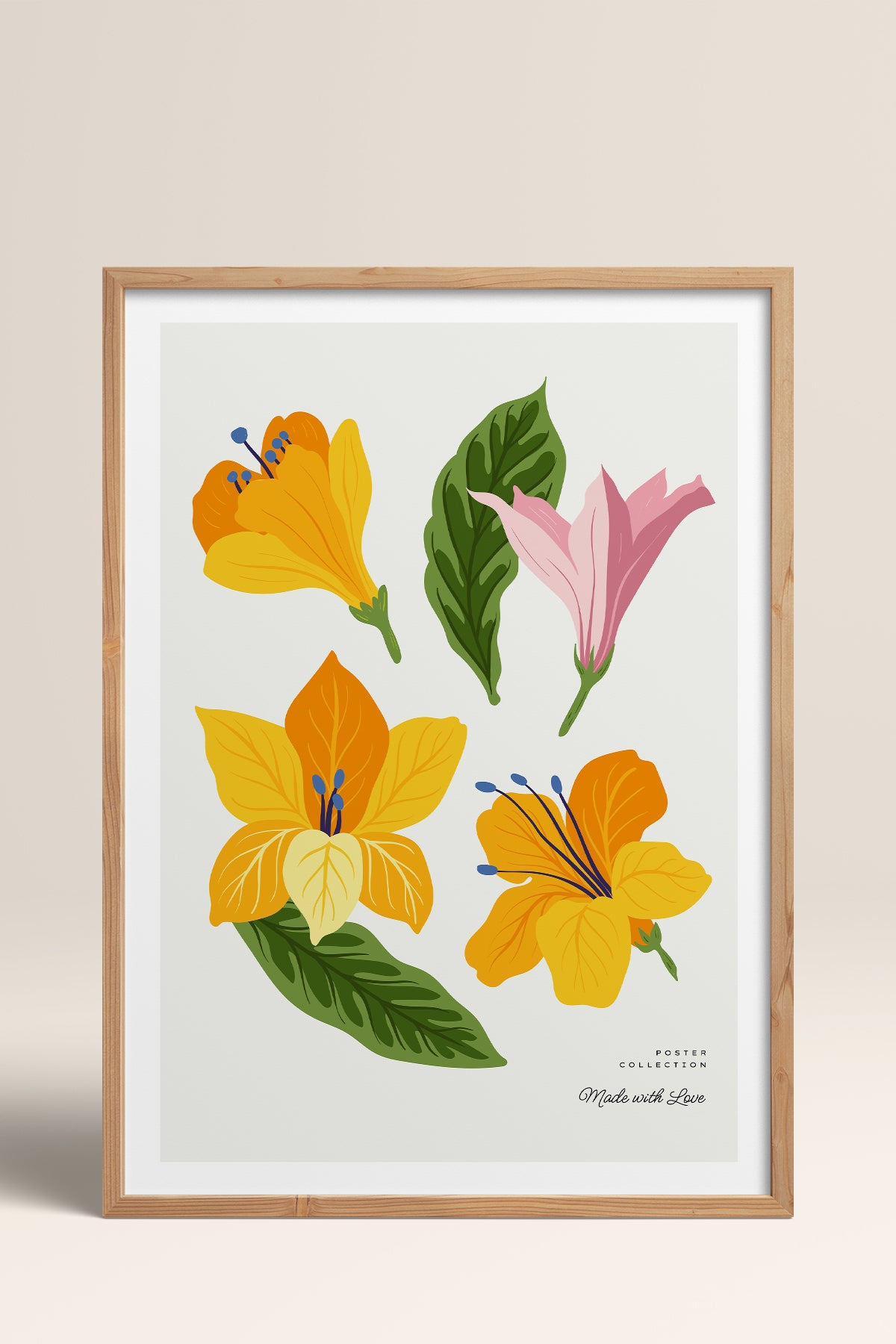 HOMEPACK Ahşap Çerçeveli Tablo Çerçeveli Poster Sanatsal Modern Duvar Dekoru BLOSSOM-22