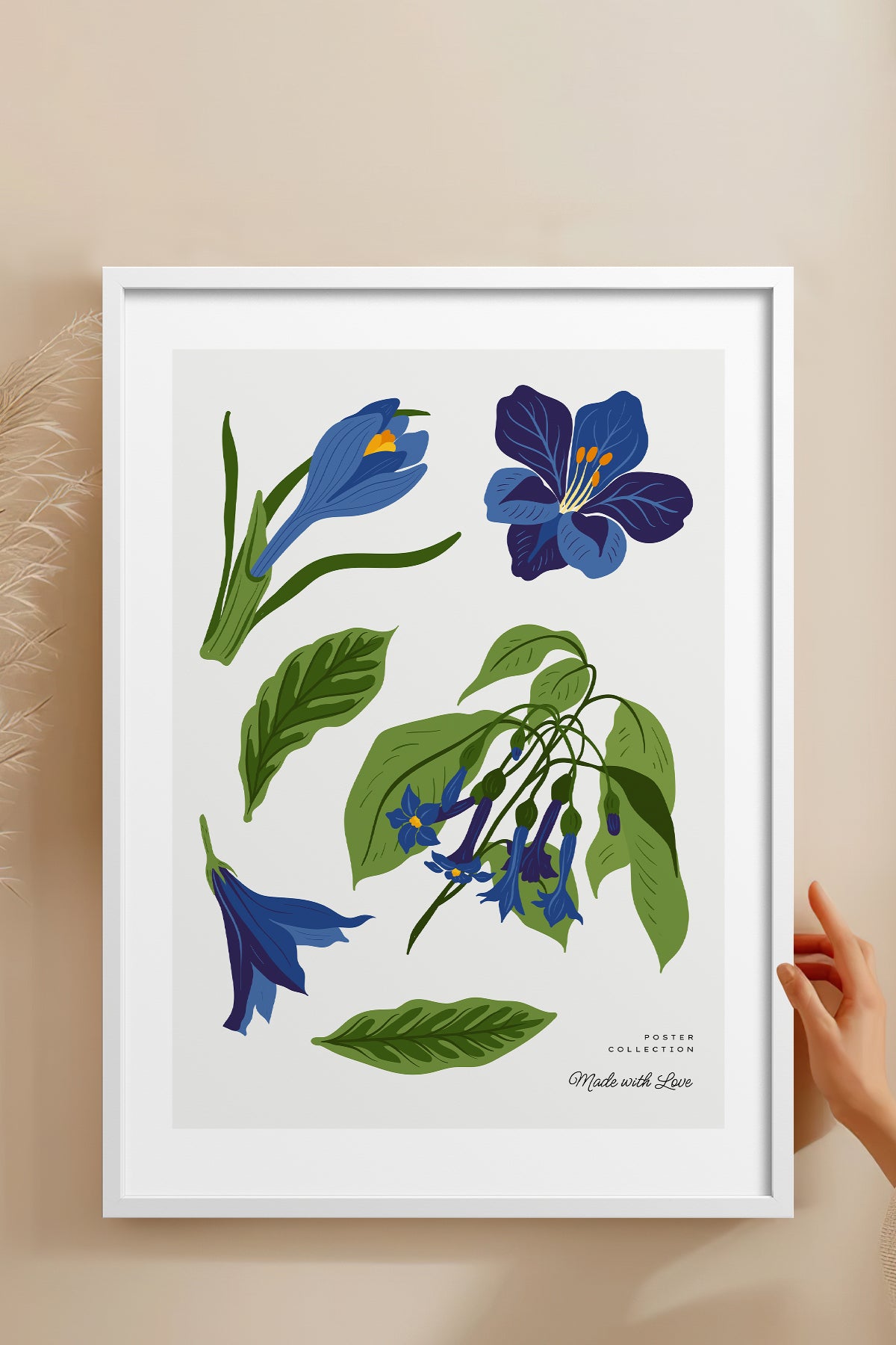 HOMEPACK Ahşap Çerçeveli Tablo Çerçeveli Poster Sanatsal Modern Duvar Dekoru BLOSSOM-24