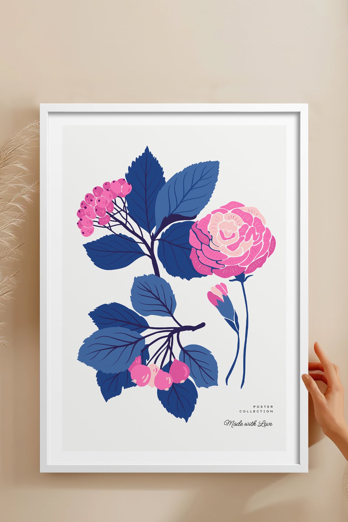 HOMEPACK Ahşap Çerçeveli Tablo Çerçeveli Poster Sanatsal Modern Duvar Dekoru BLOSSOM-25