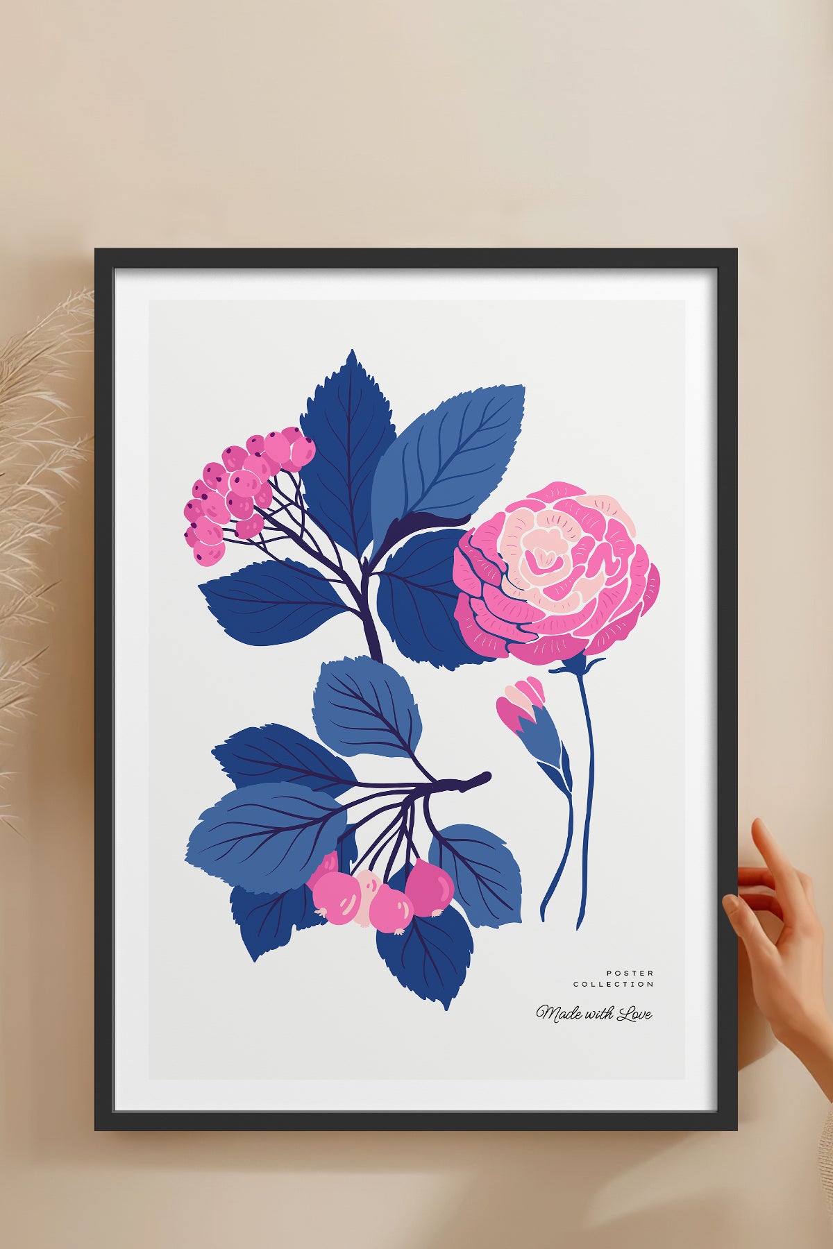 HOMEPACK Ahşap Çerçeveli Tablo Çerçeveli Poster Sanatsal Modern Duvar Dekoru BLOSSOM-25