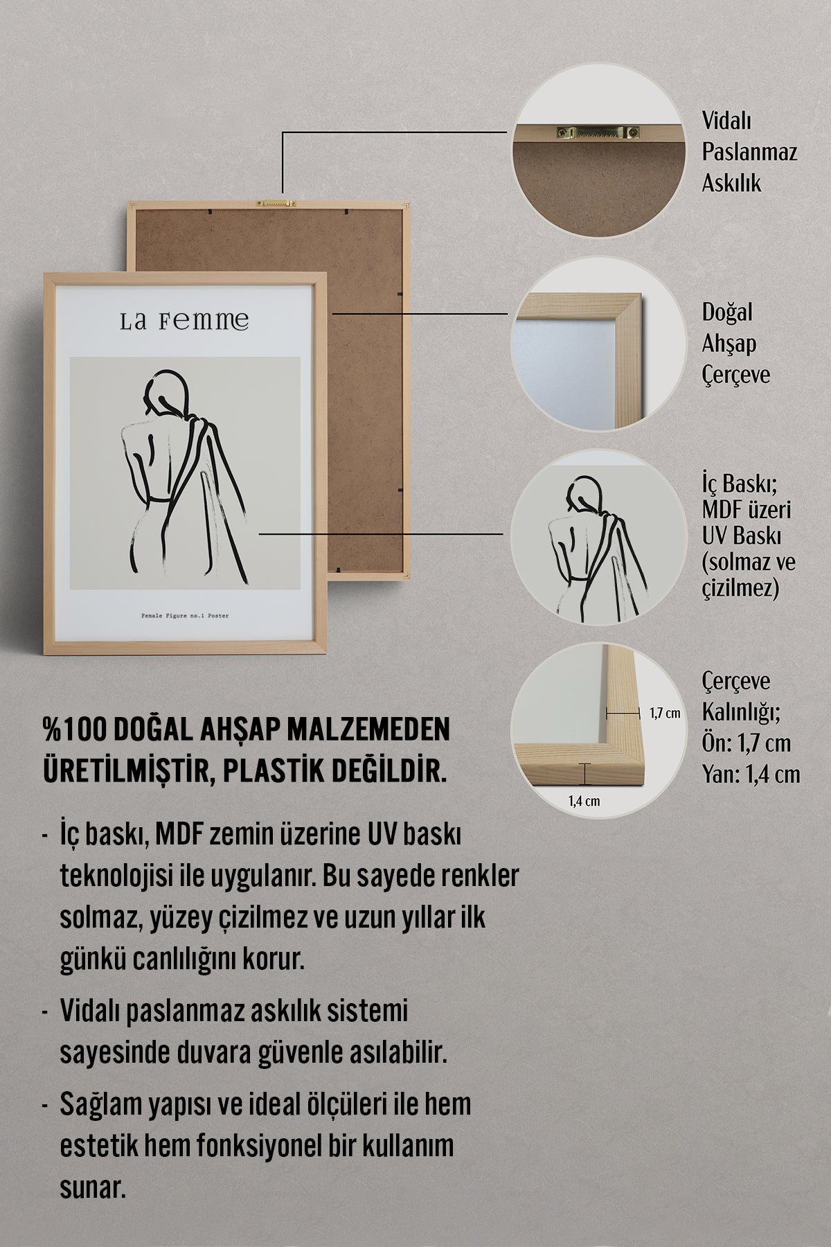 HOMEPACK Ahşap Çerçeveli Tablo Çerçeveli Poster Sanatsal Modern Duvar Dekoru BOHEMIAN-11
