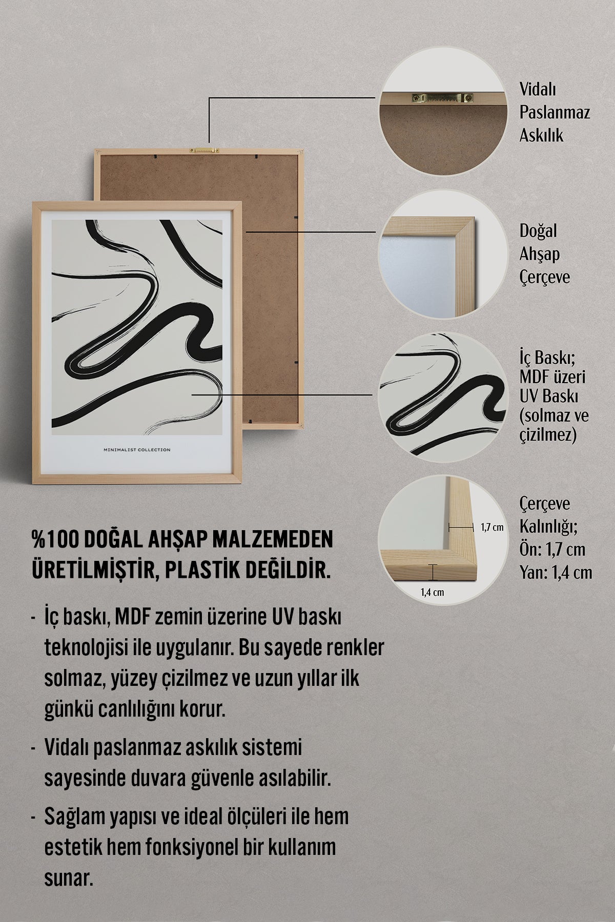 HOMEPACK Ahşap Çerçeveli Tablo Çerçeveli Poster Sanatsal Modern Duvar Dekoru BOHEMIAN-14