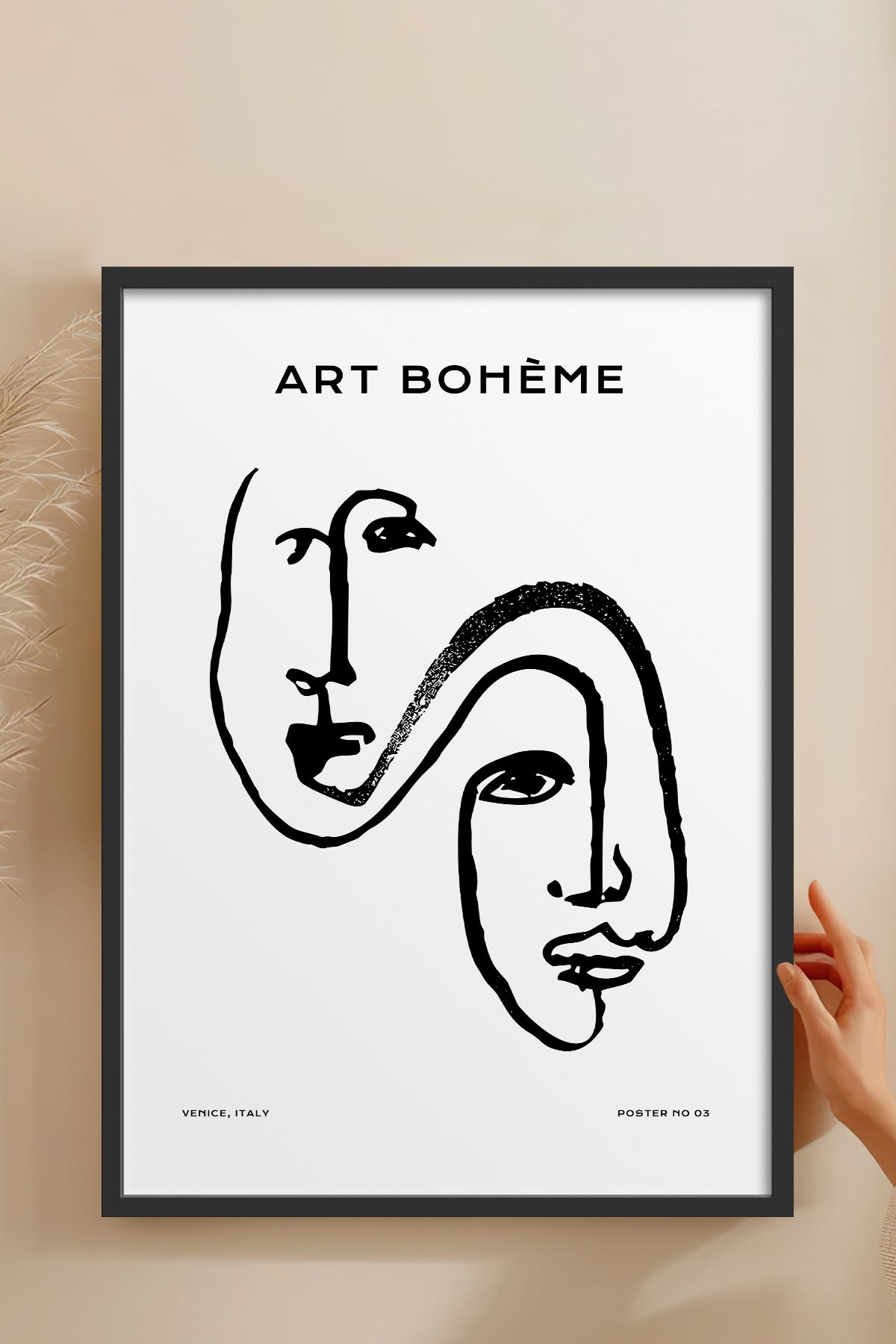 HOMEPACK Ahşap Çerçeveli Tablo Çerçeveli Poster Sanatsal Modern Duvar Dekoru BOHEMIAN-25
